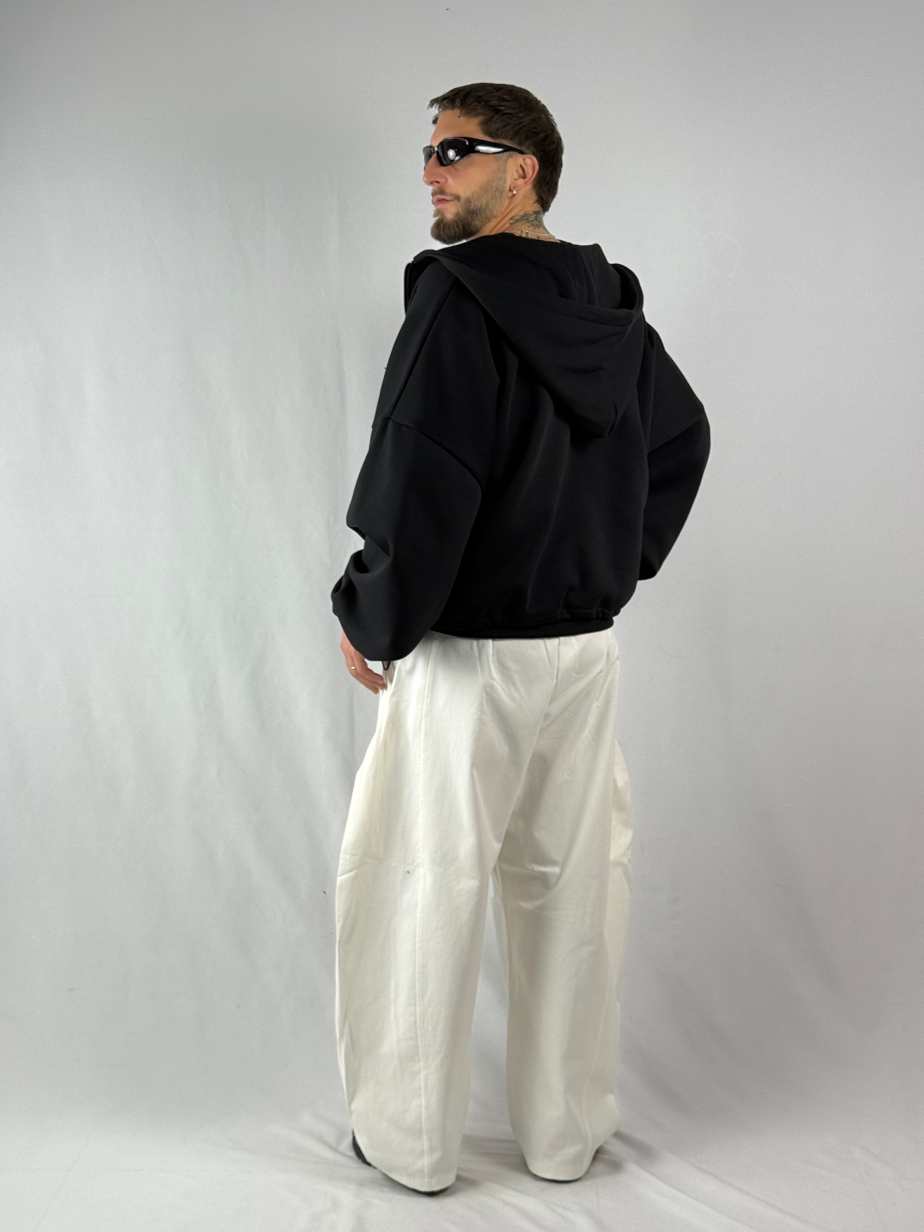 Felpa “best hoodie” crop zip nero