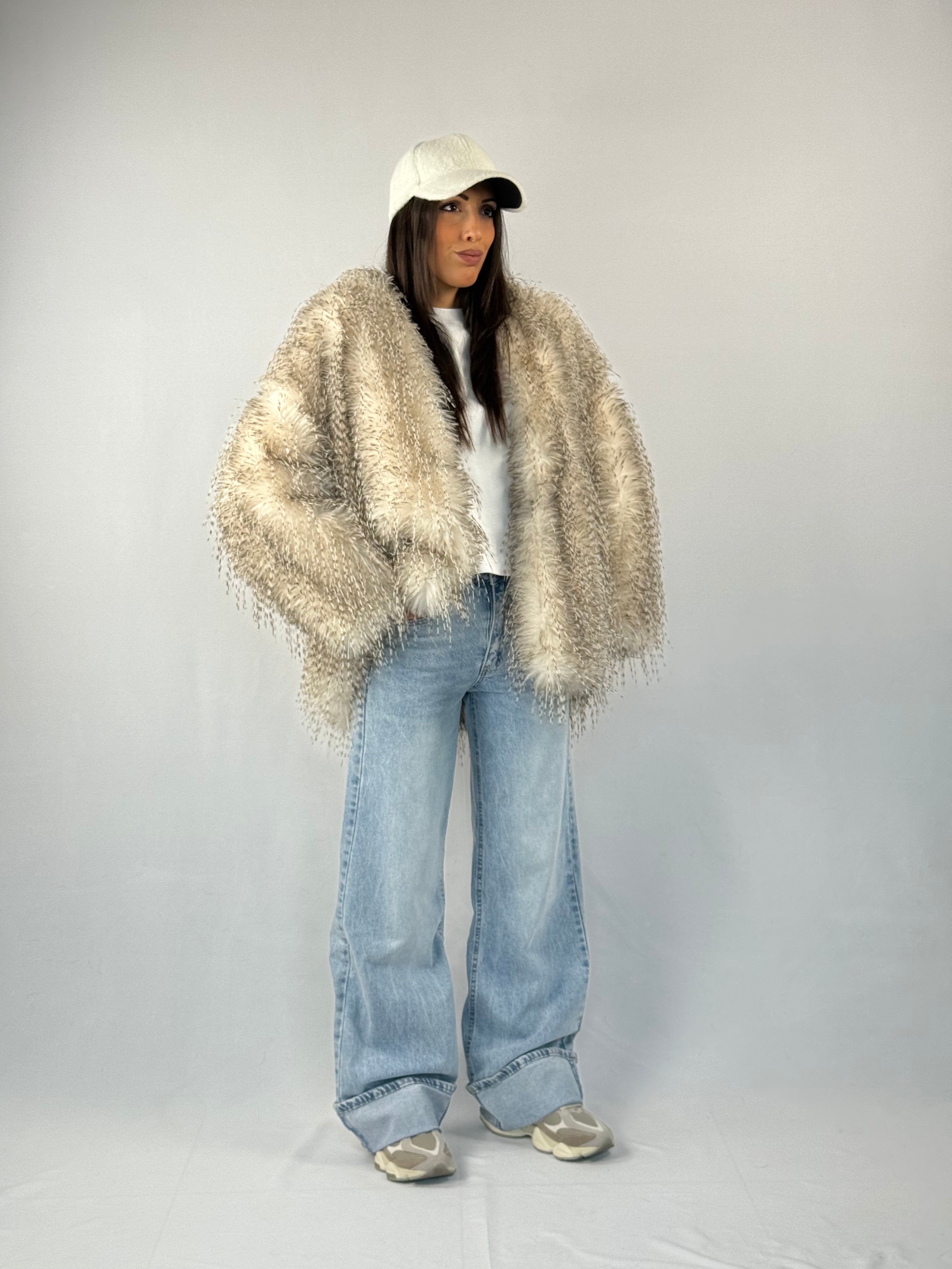 Jeans denim chiaro risvolto