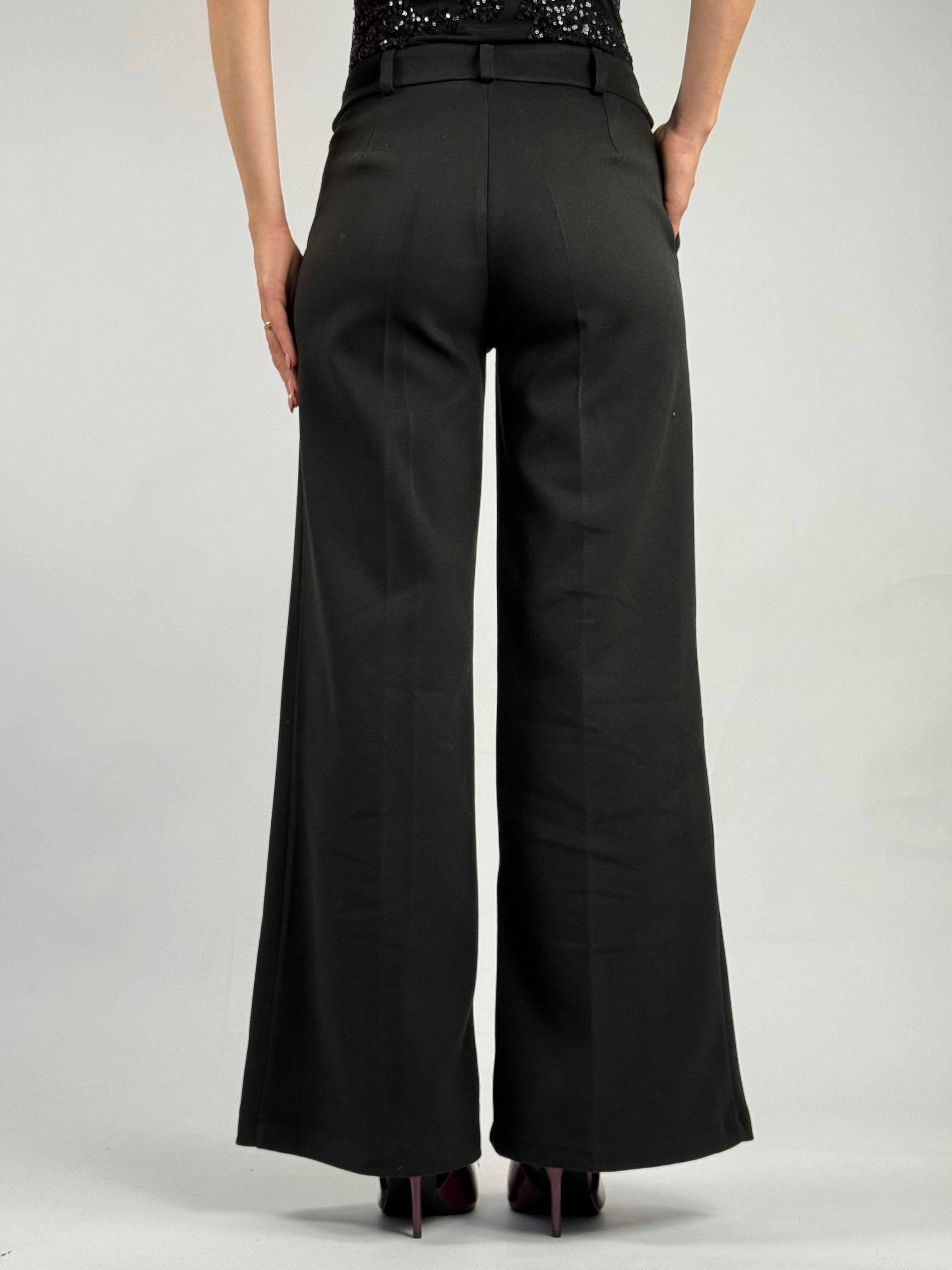 Pantalone palazzo in panno nero