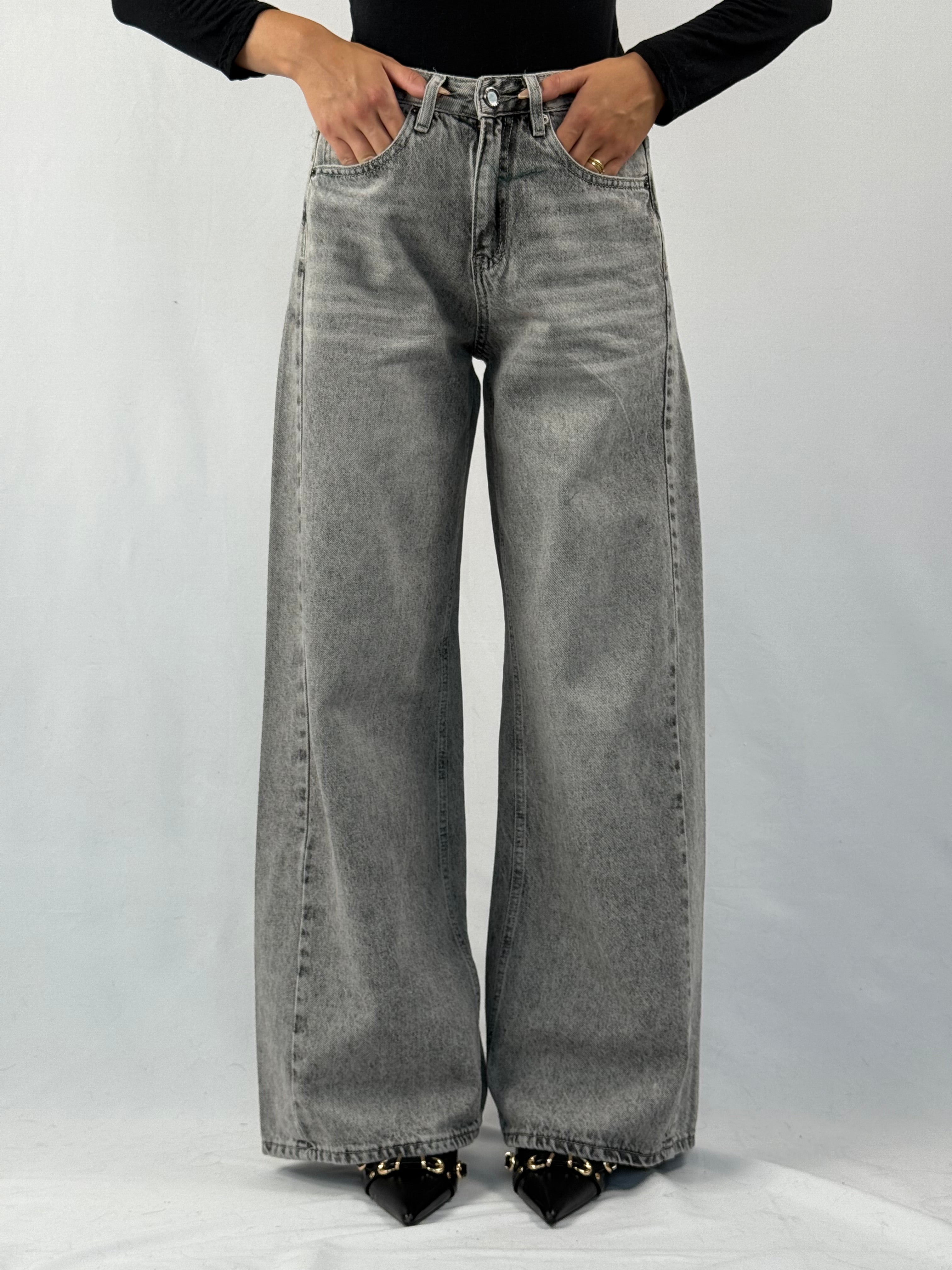 Jeans palazzo over grigi
