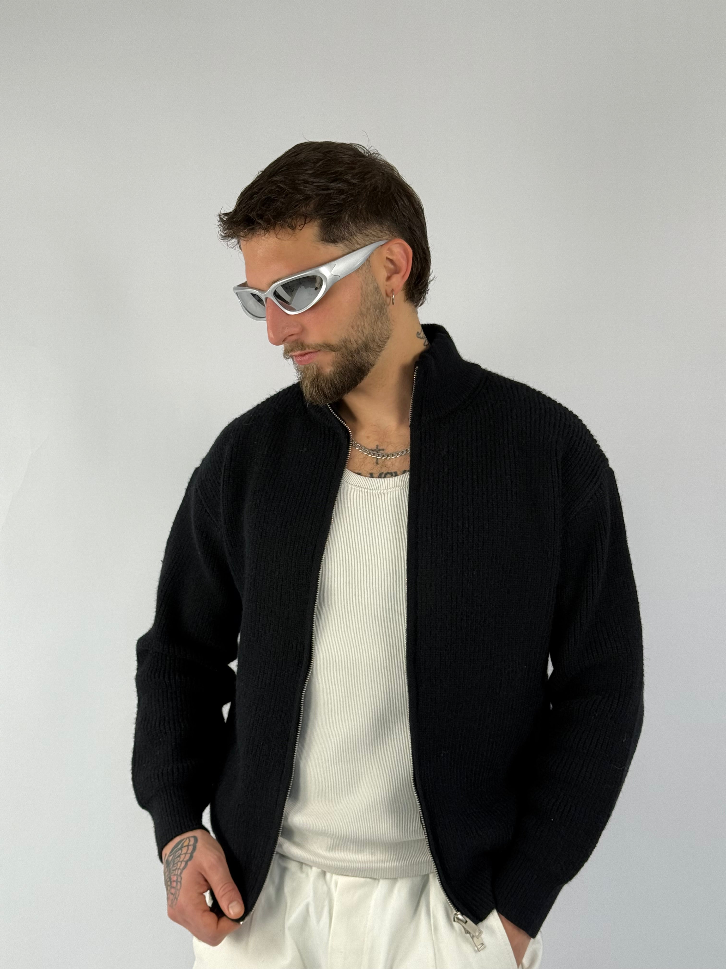 Maglione zip “Warm” nero