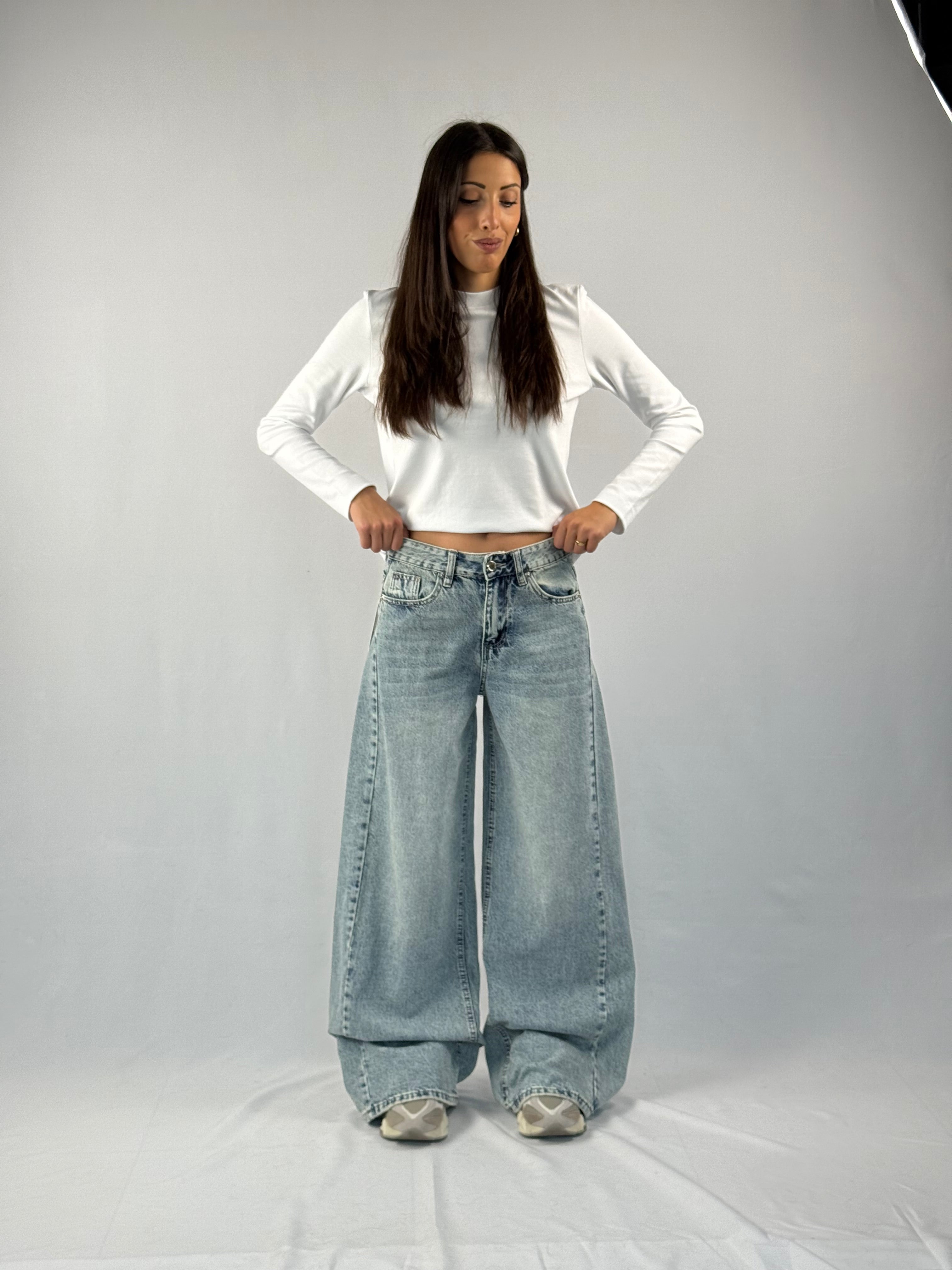 Jeans palazzo over denim