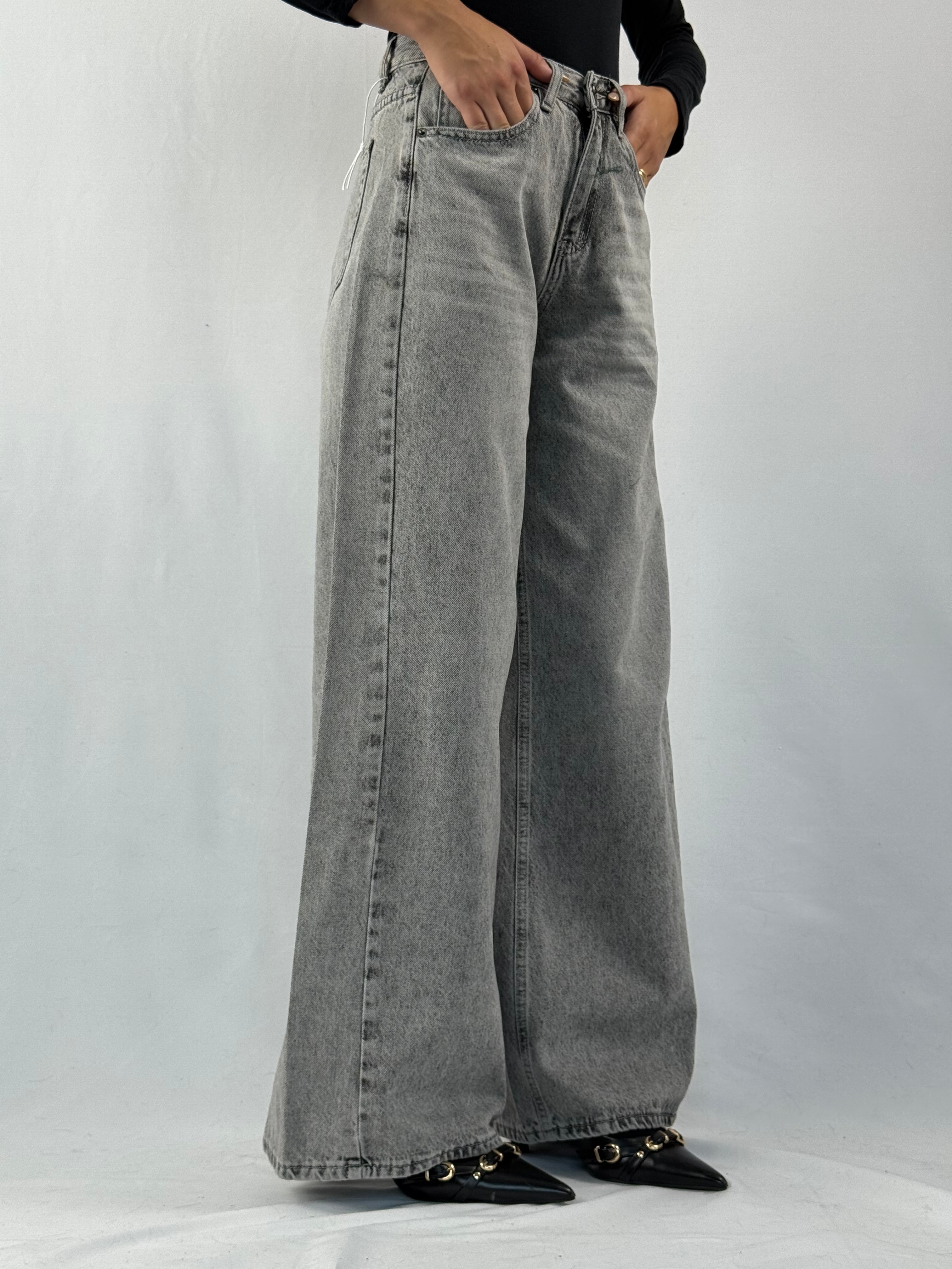 Jeans palazzo over grigi