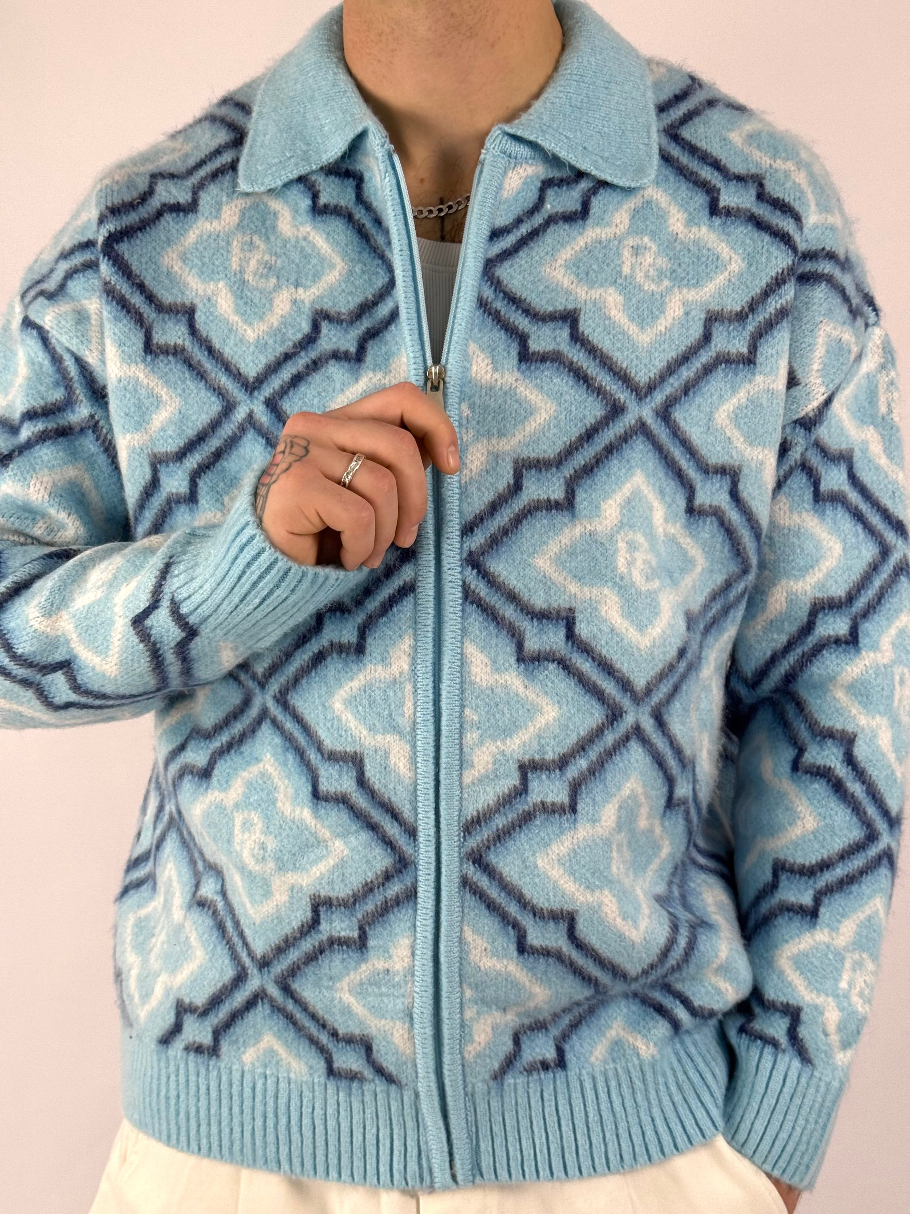 Maglione zip “Baudelaire” azzurro