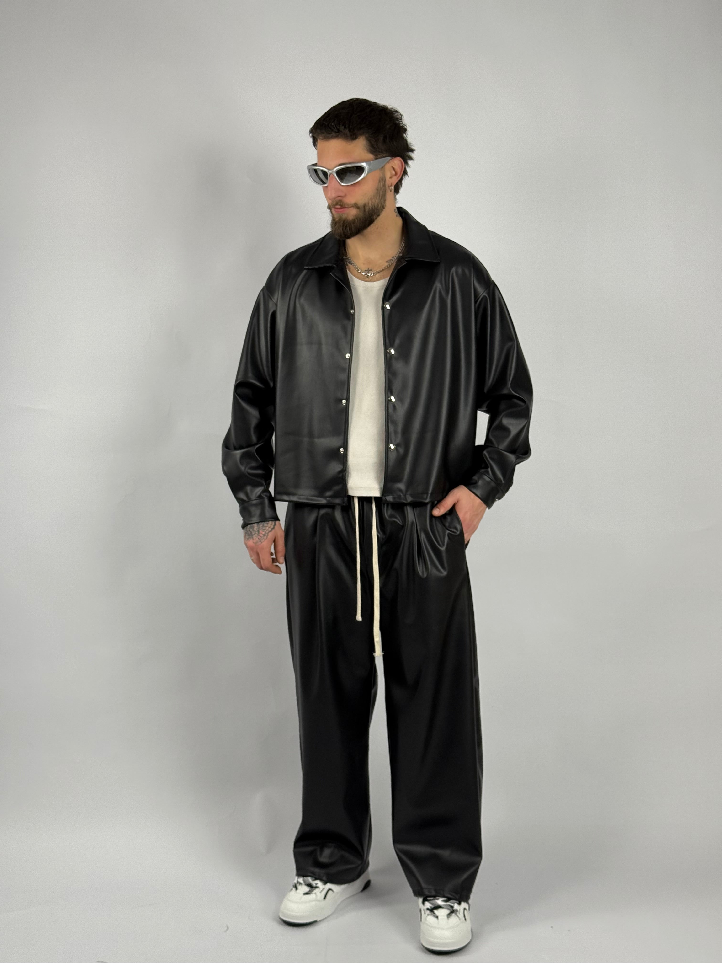 Coordinato crop pelle