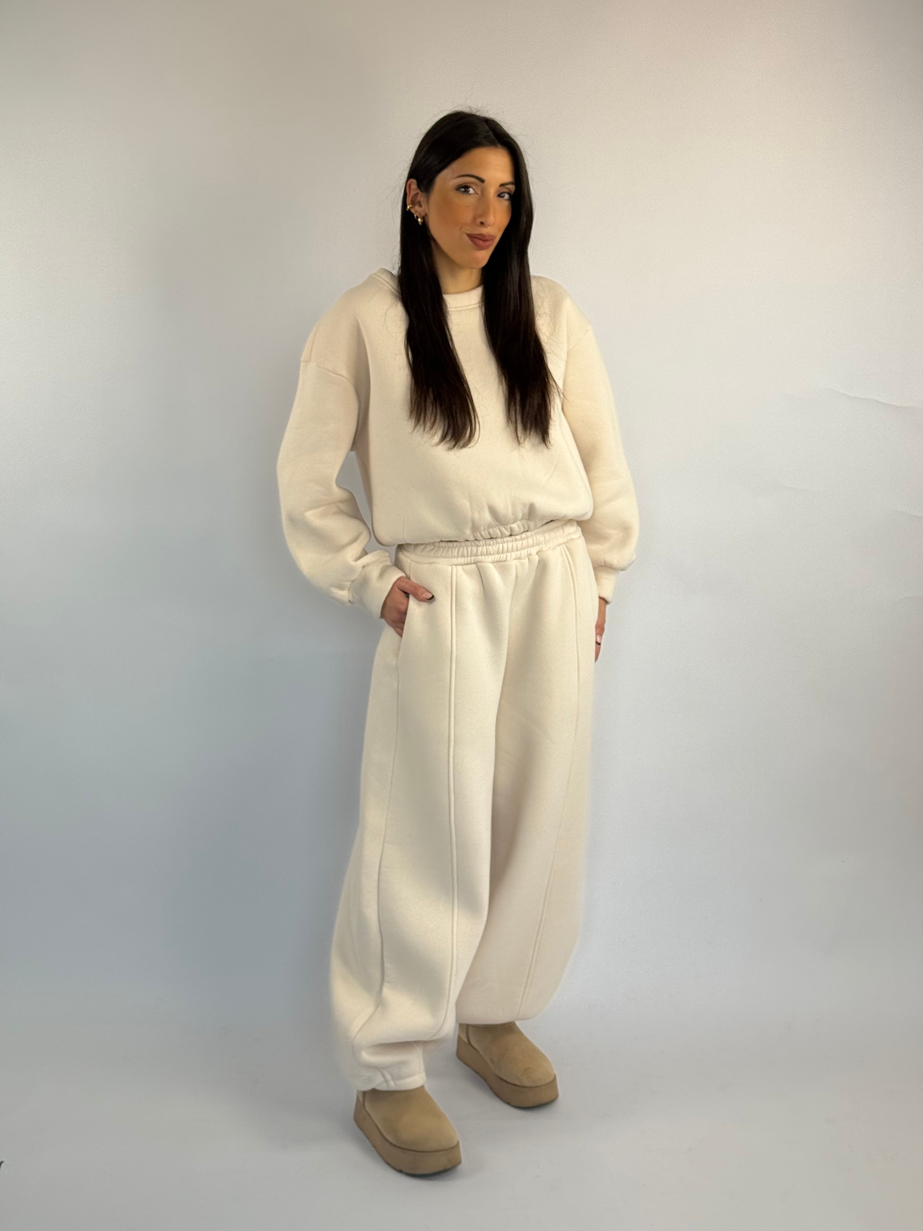 Tuta felpata balloon panna