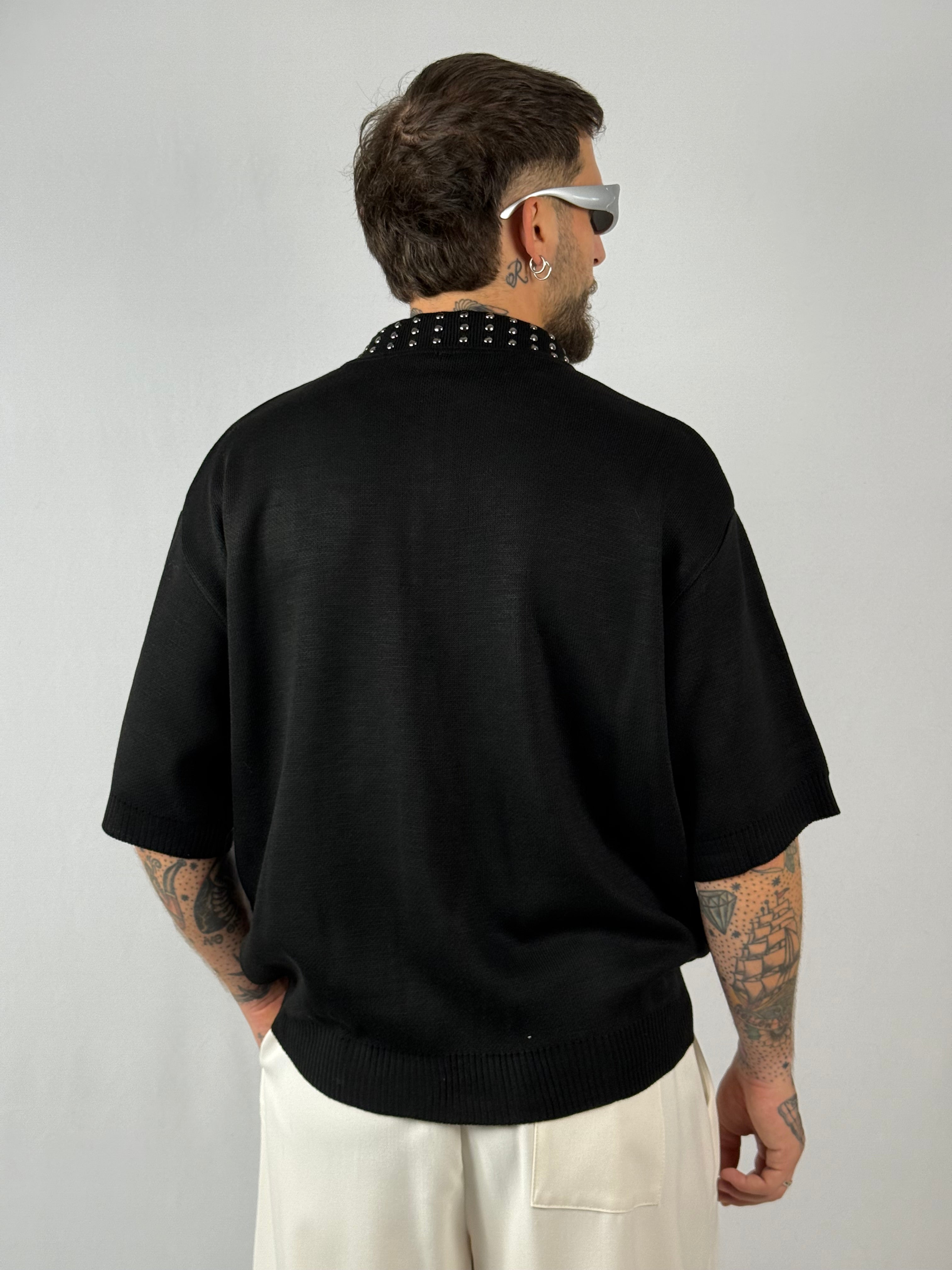 Polo borchie nero