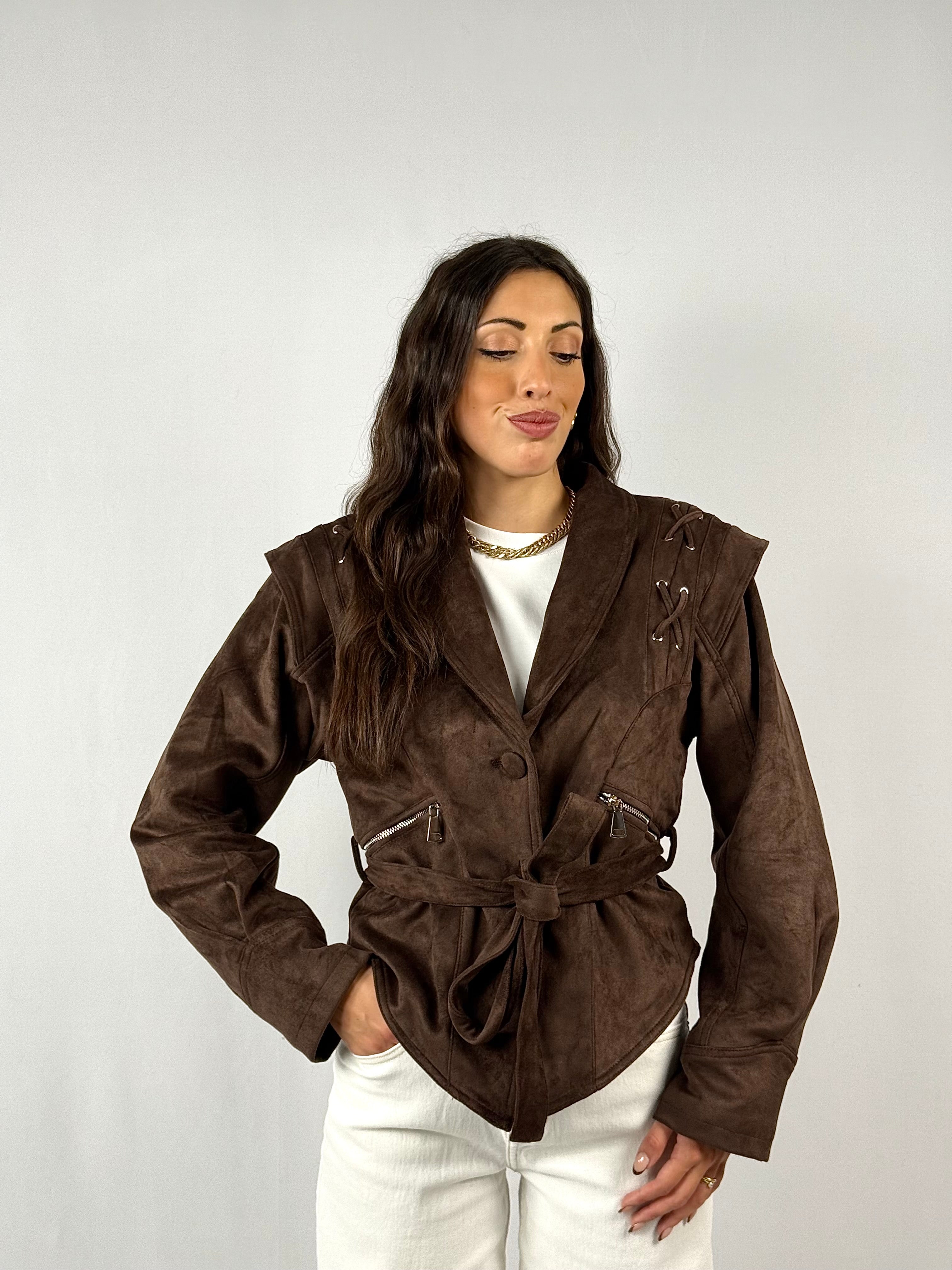 Giacca in suede marrone