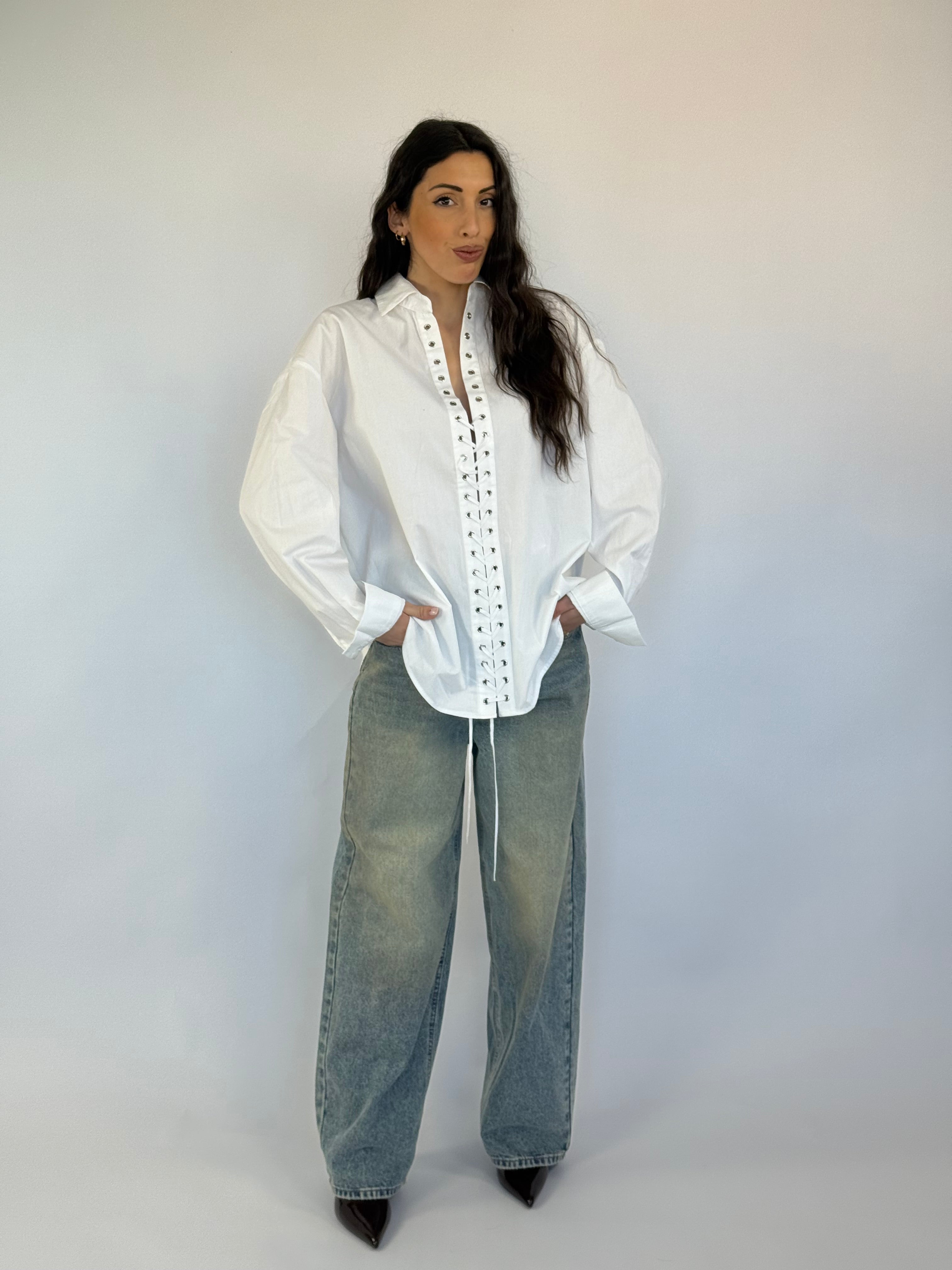 Camicia oversize stringata