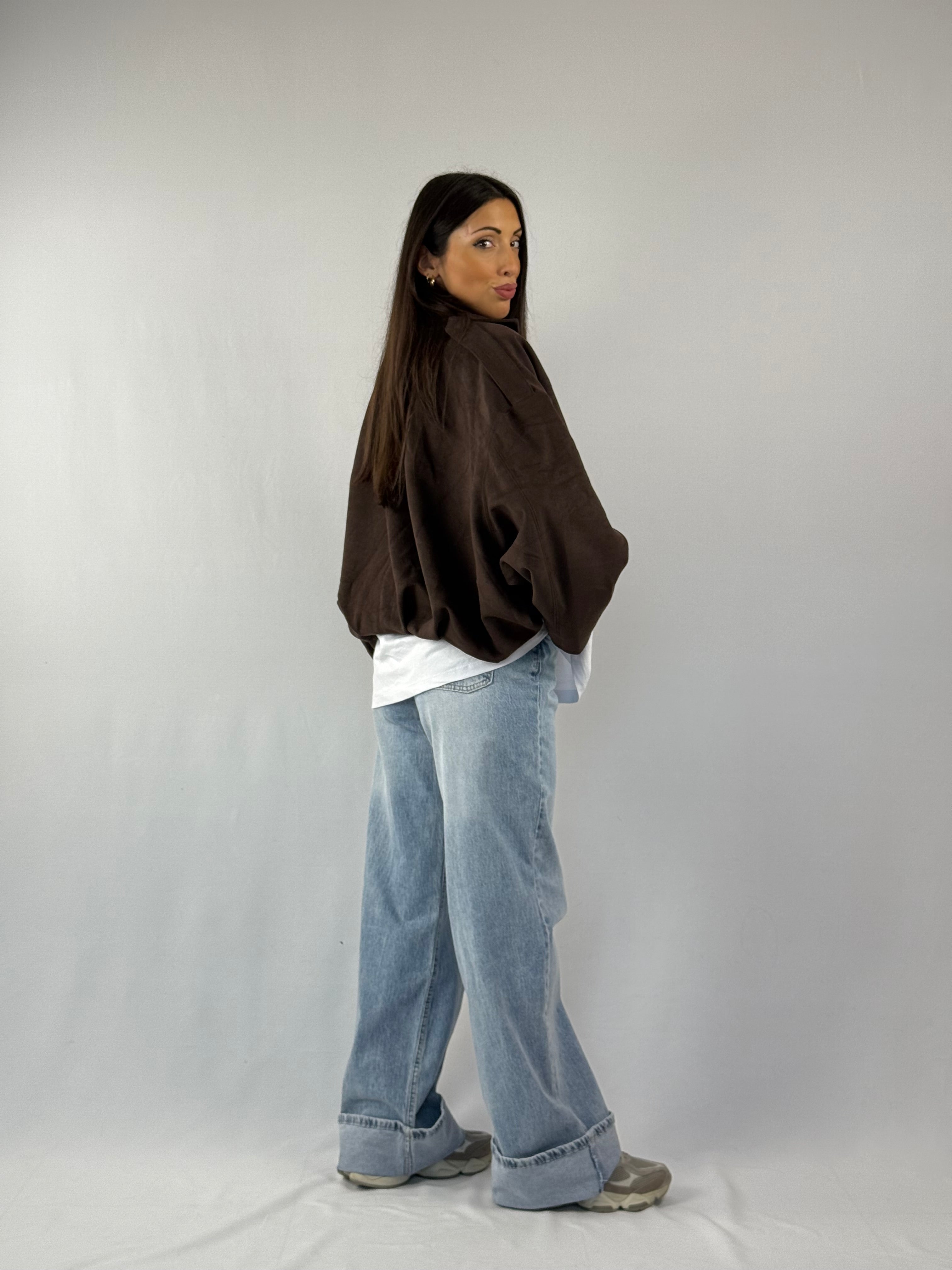 Bomber in suede marrone