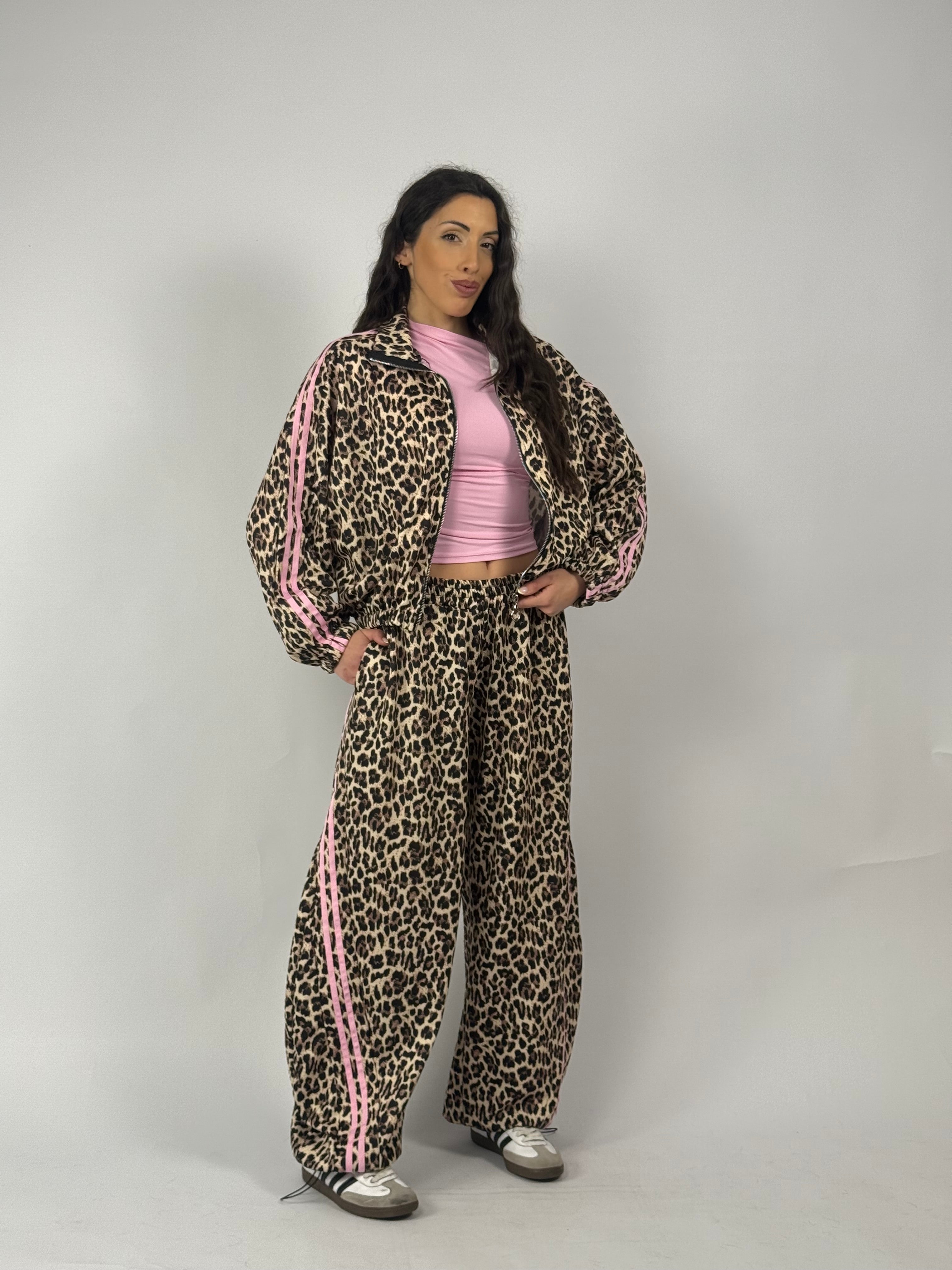 Felpa leopard chiaro zip
