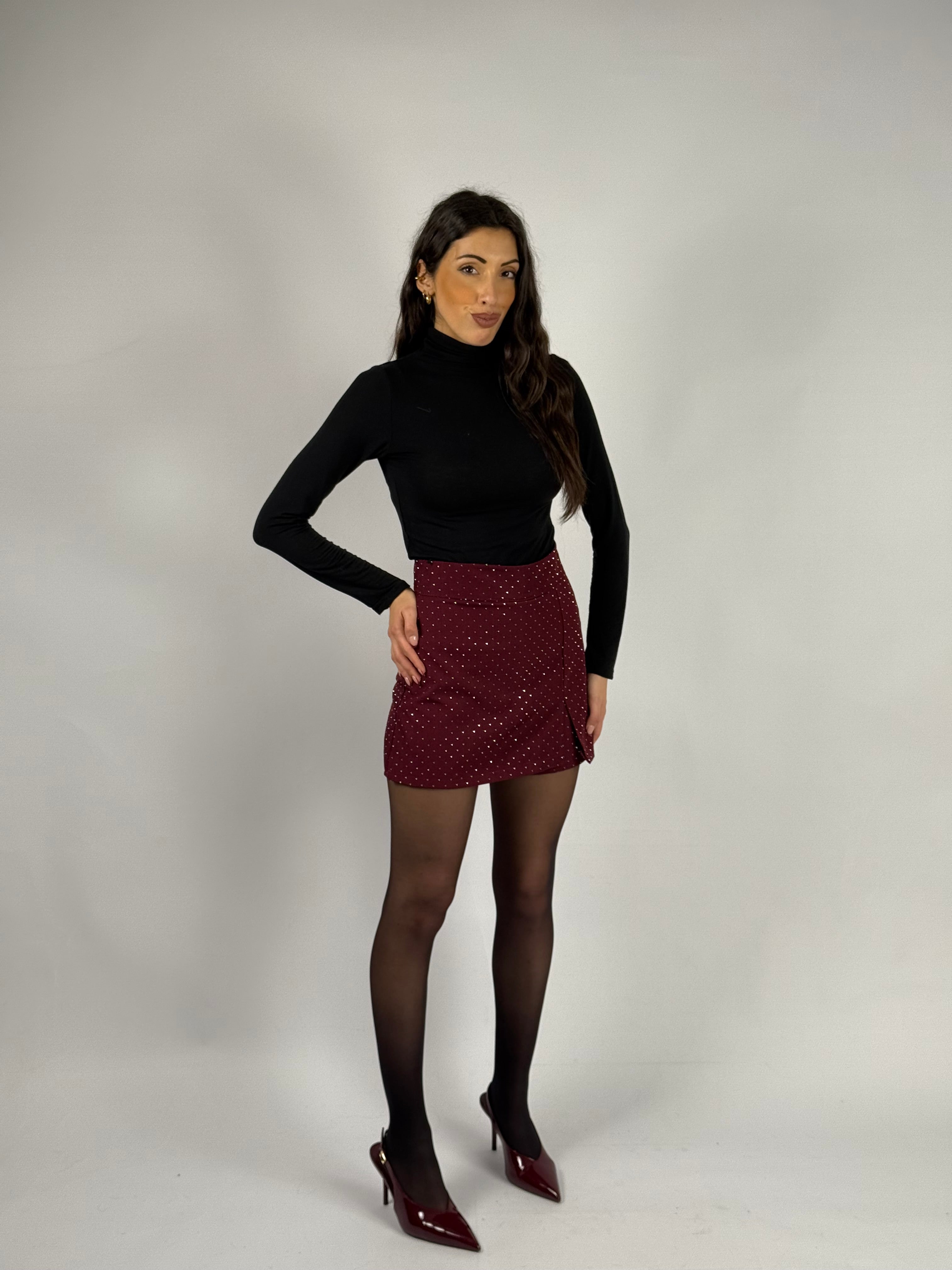 Gonna pantaloncino diamond bordeaux