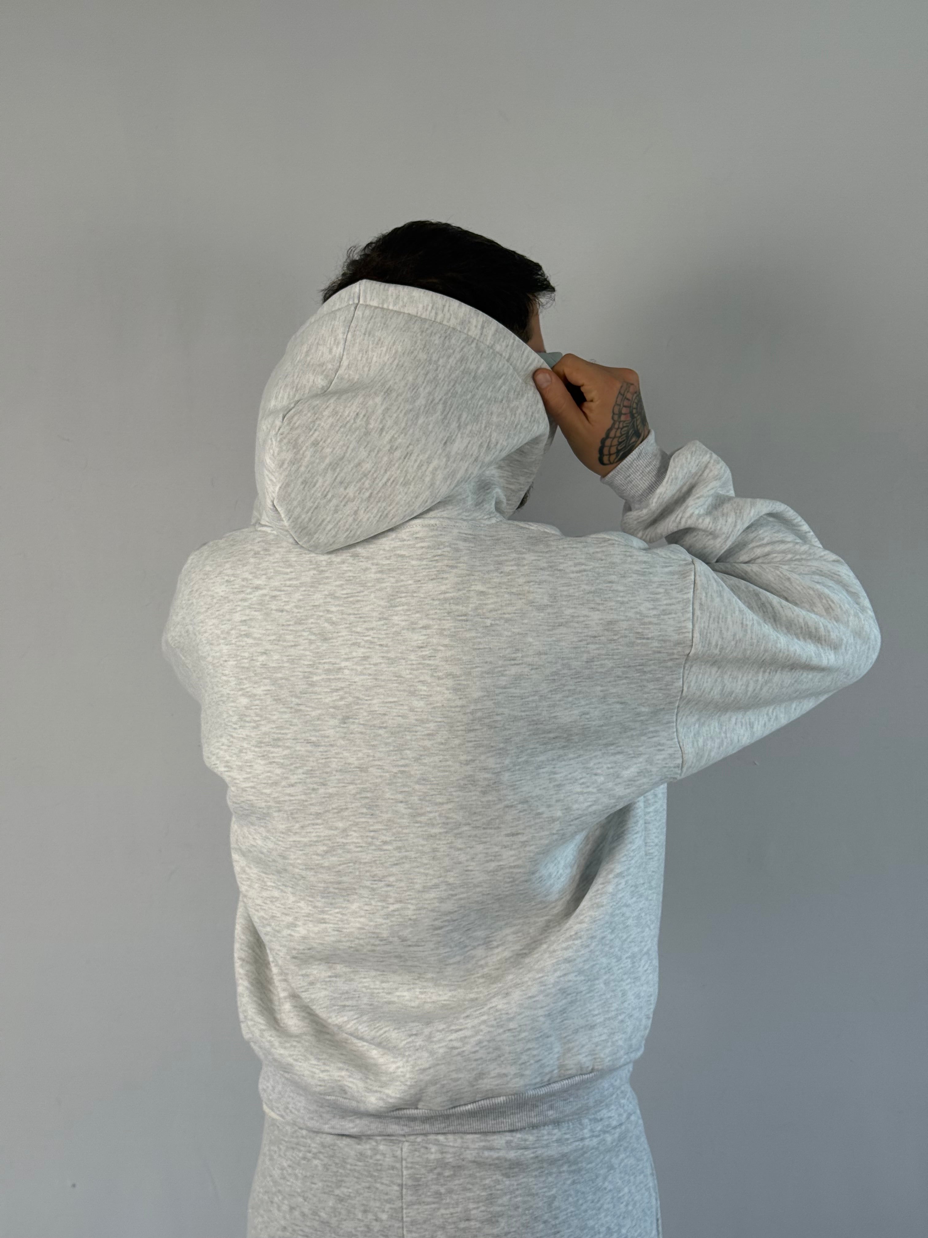 Felpa boxy zip grigio chiaro