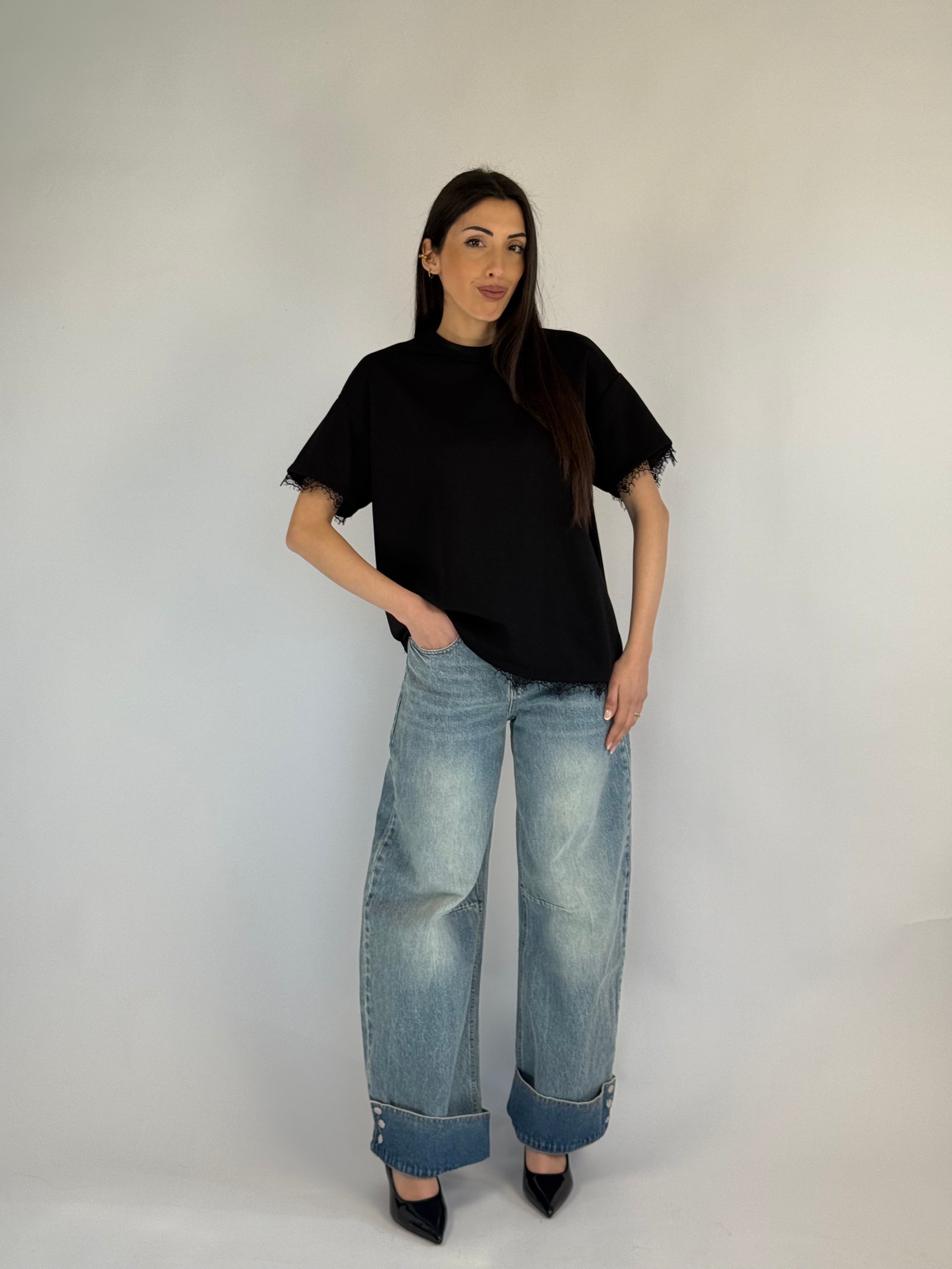 Jeans risvolto bottoni