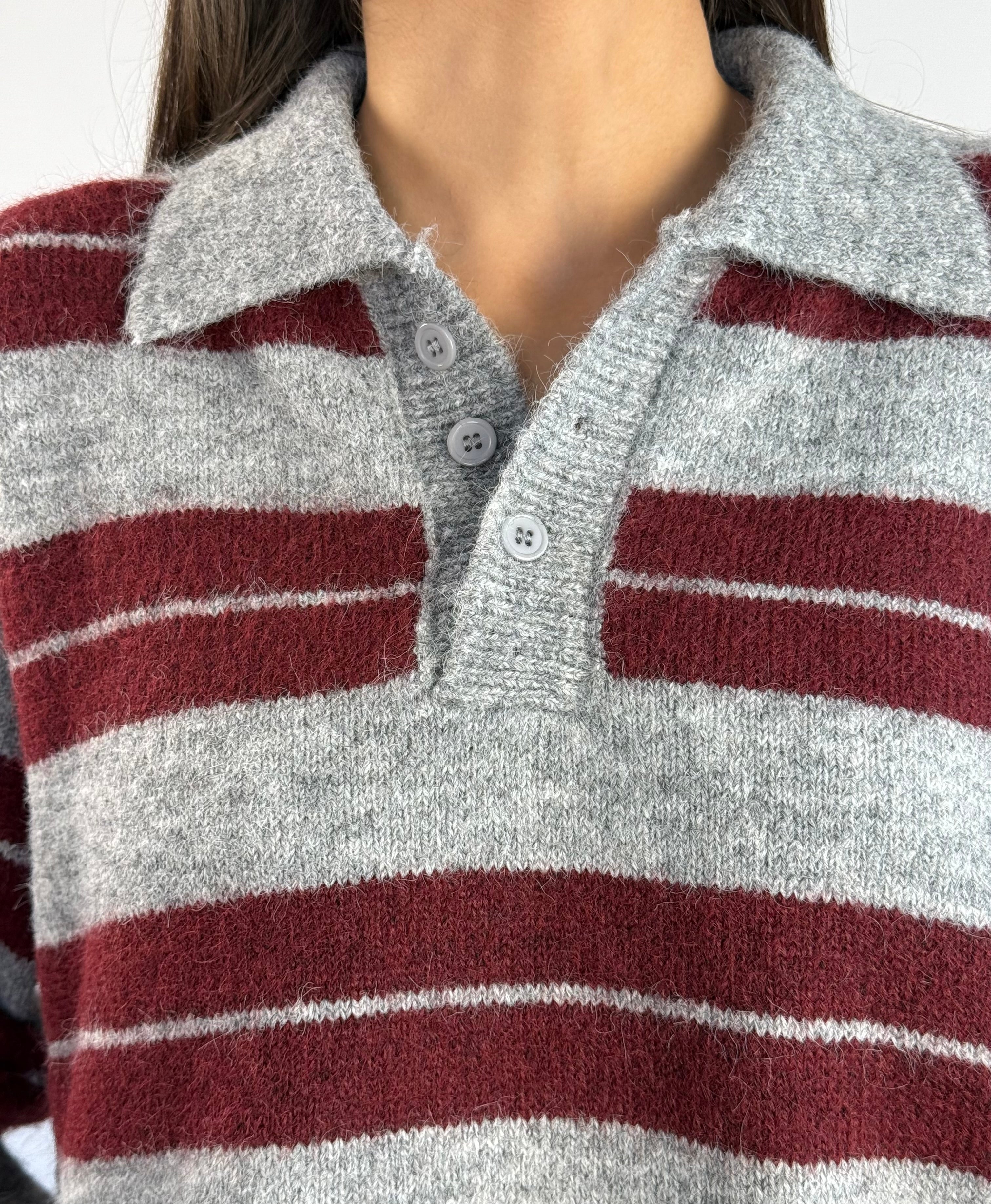 Maglione polo a righe