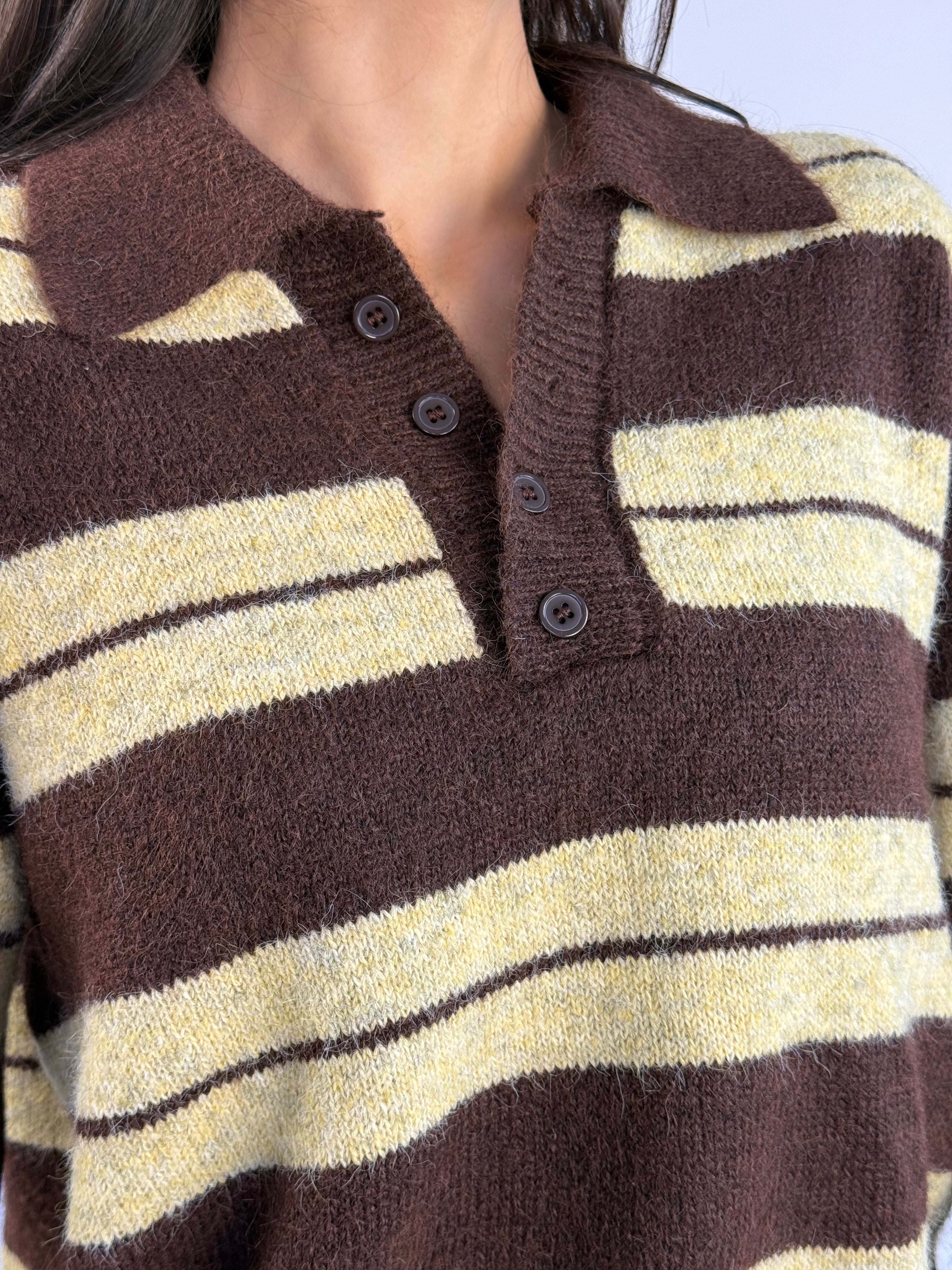 Maglione polo a righe