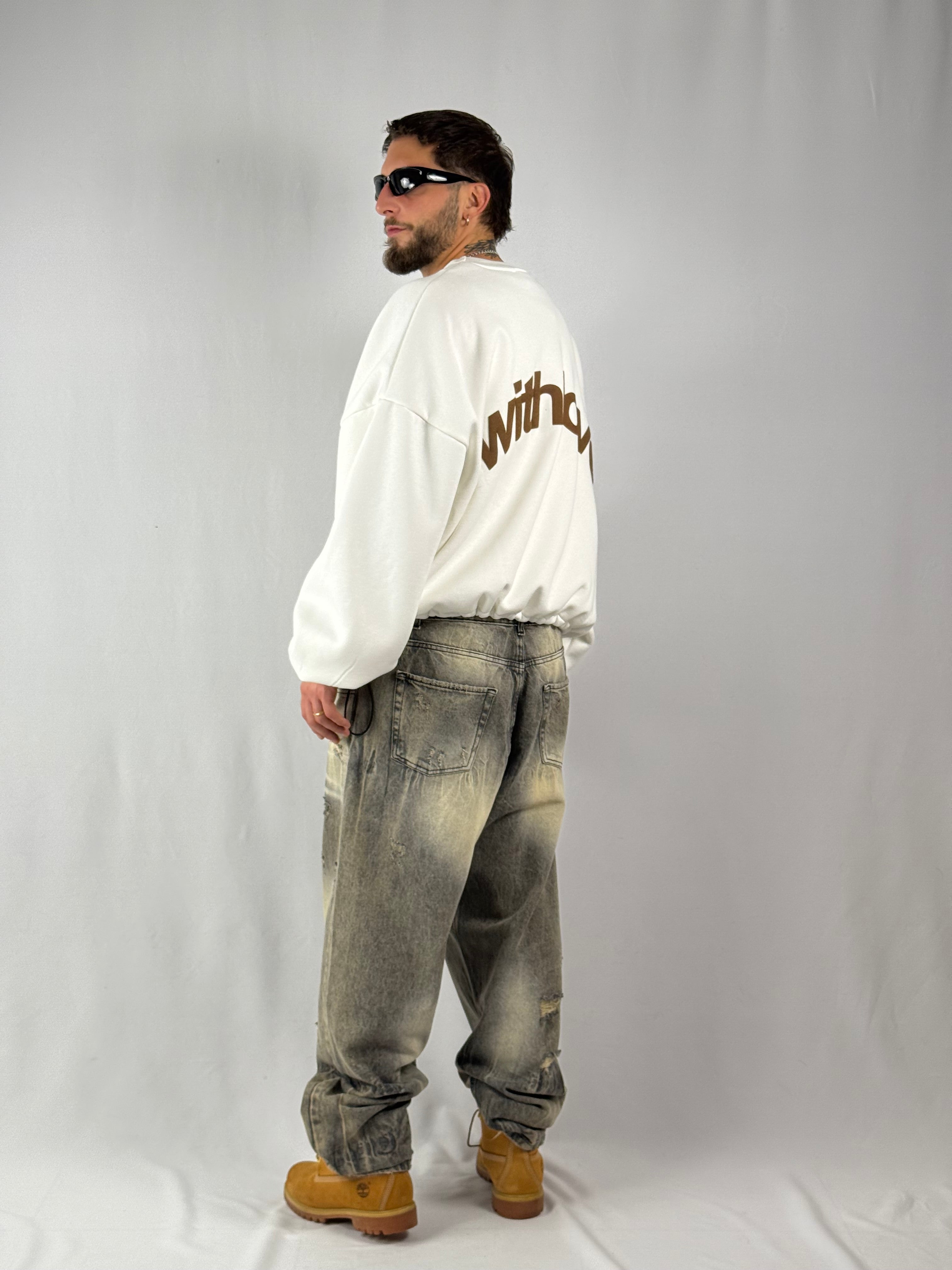 Felpa cropped “with love” bianca