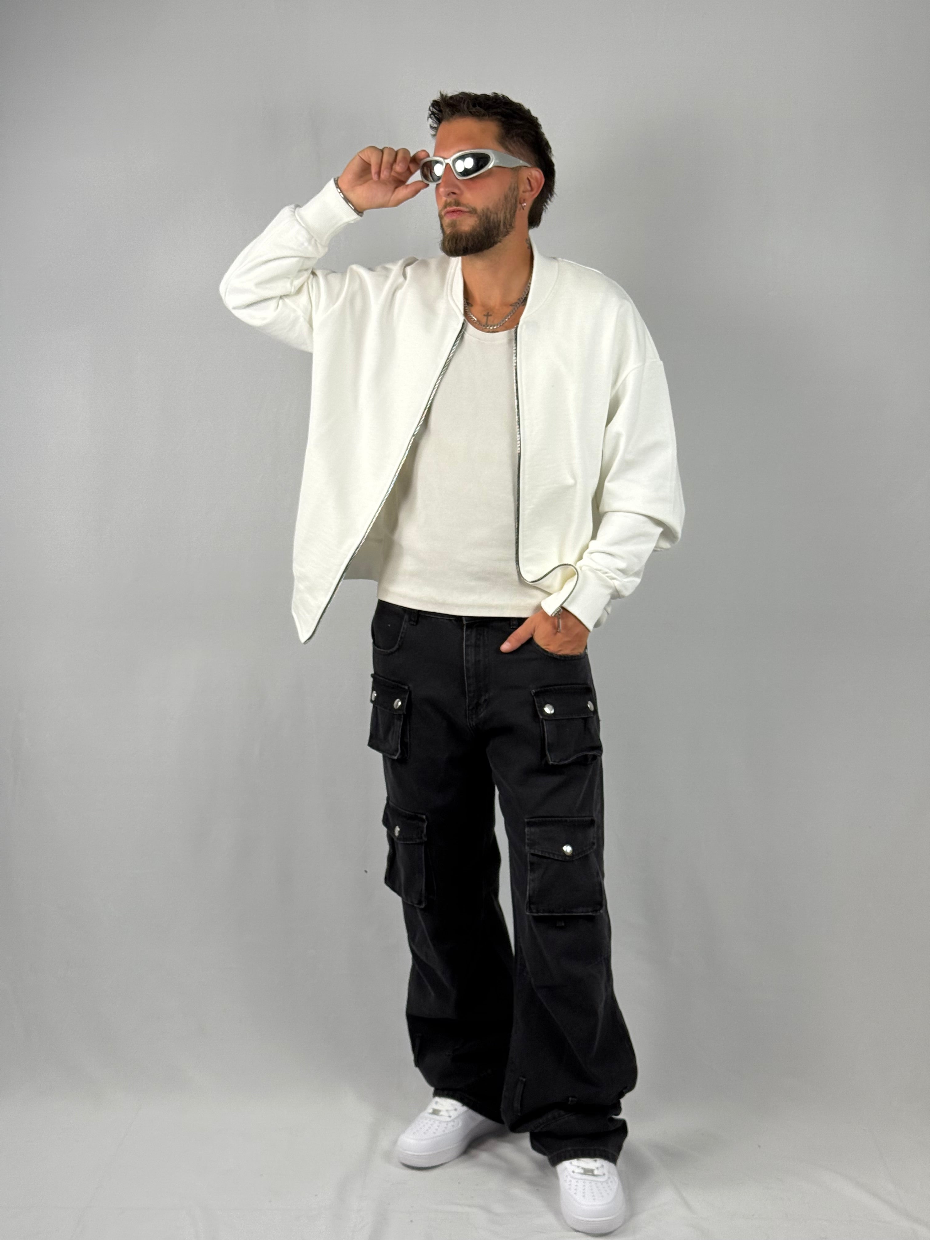 Jacket zip felpa bianca