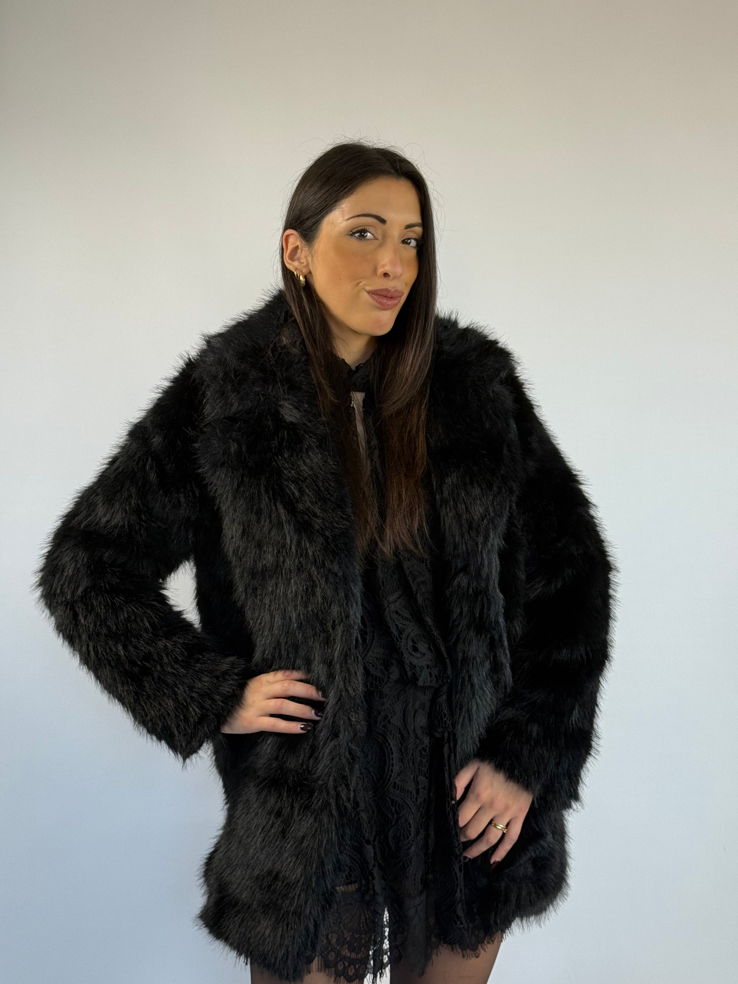 Ecopelliccia midi nera