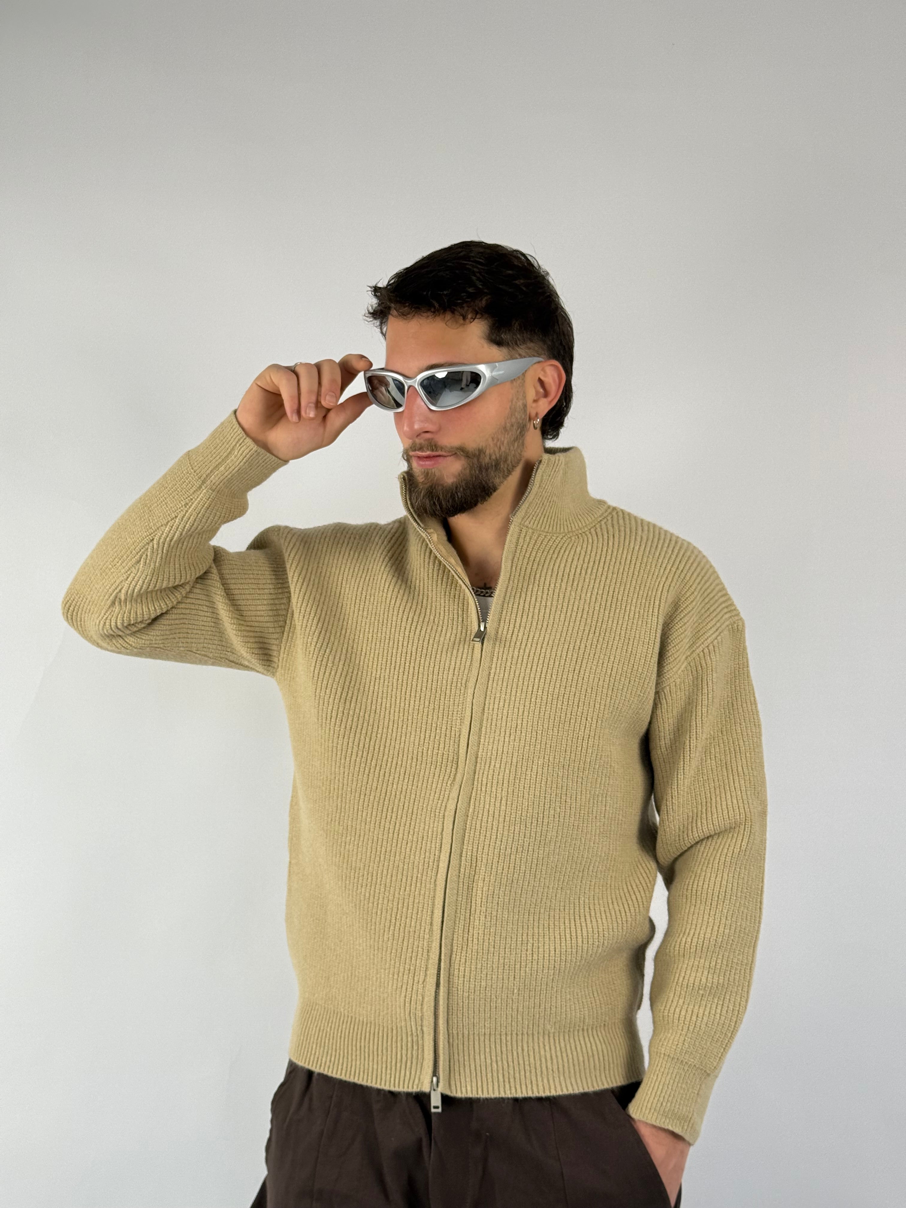 Maglione zip “Warm” beige