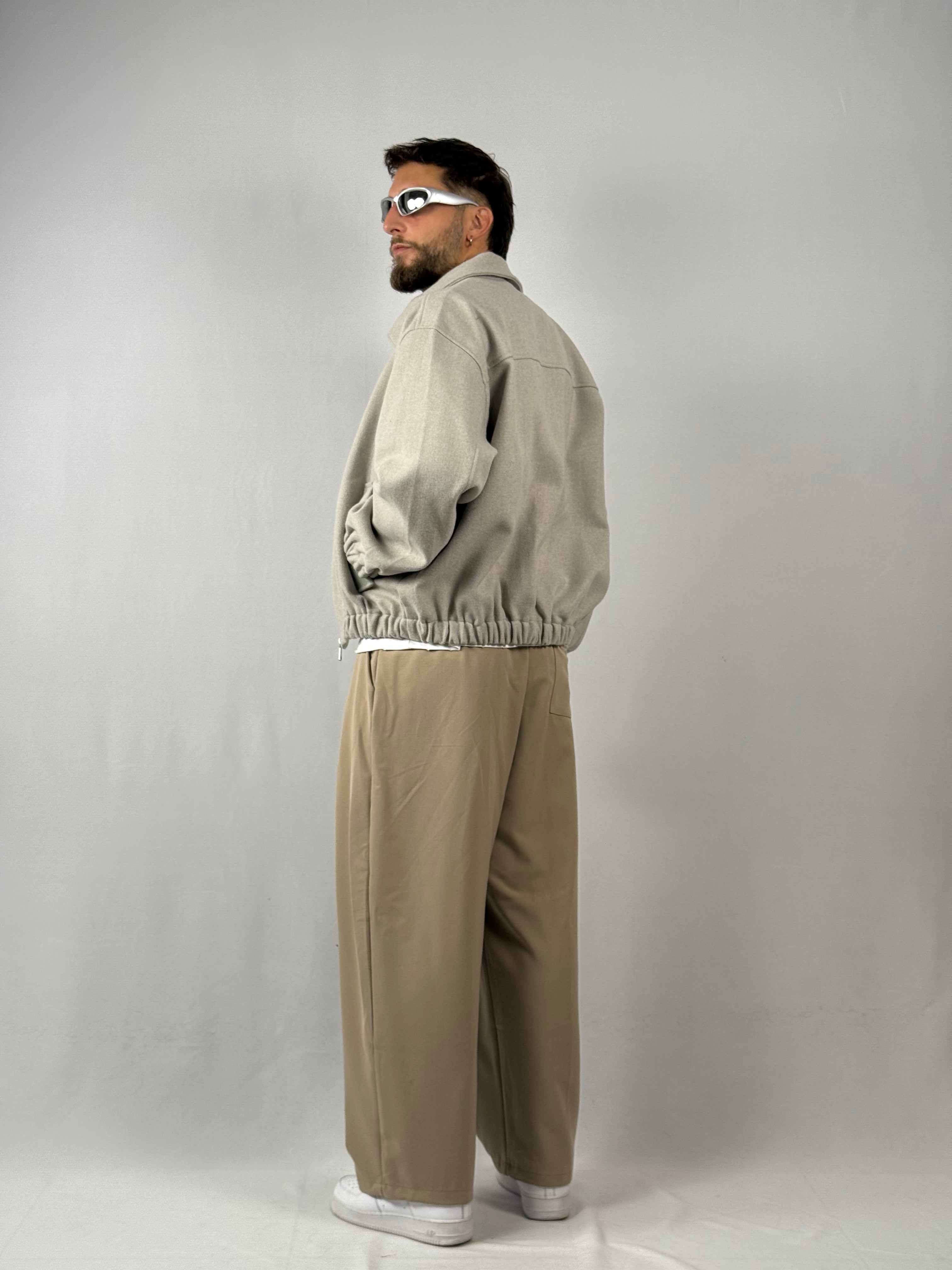 Bomber crop grigio mélange