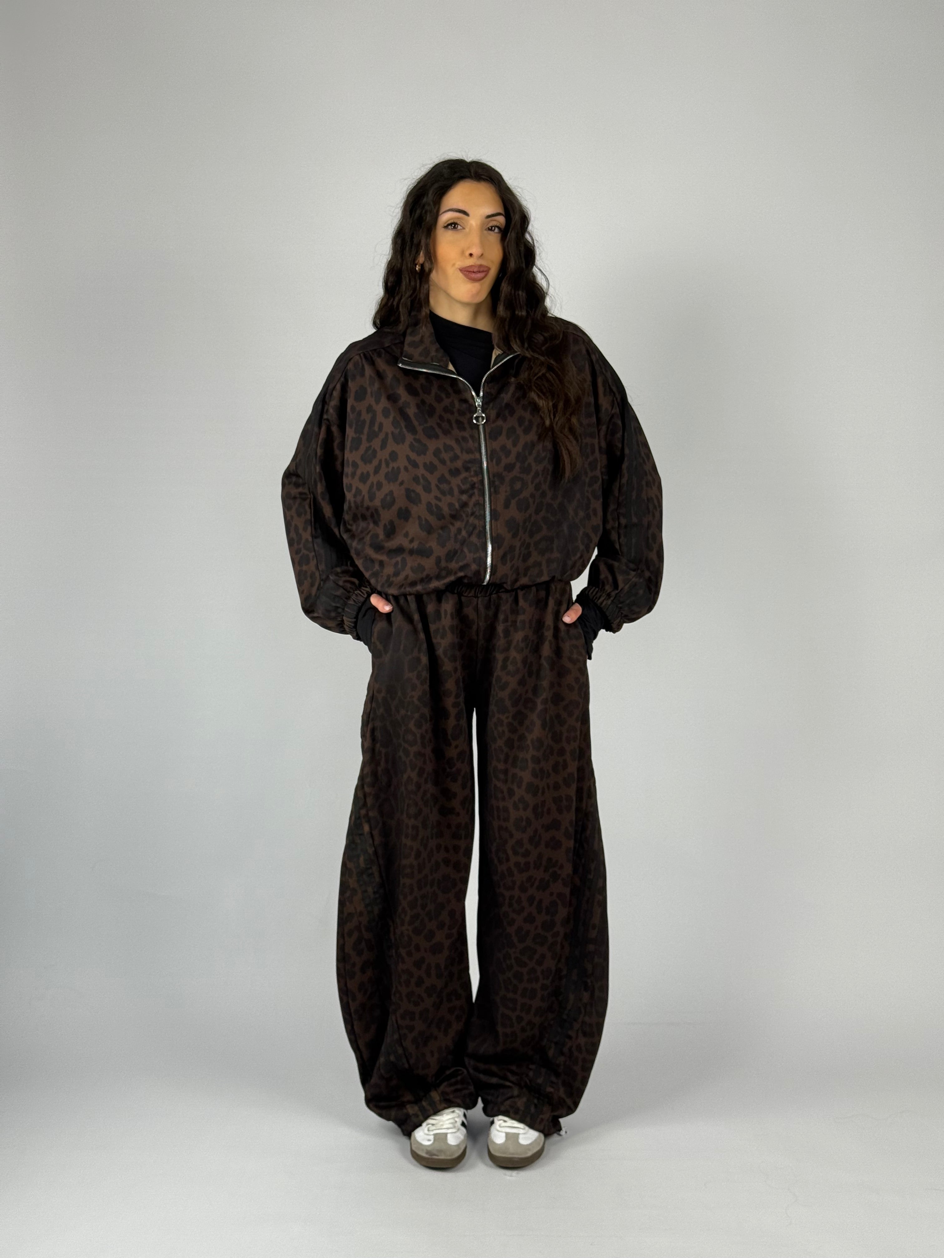 Felpa leopardata zip