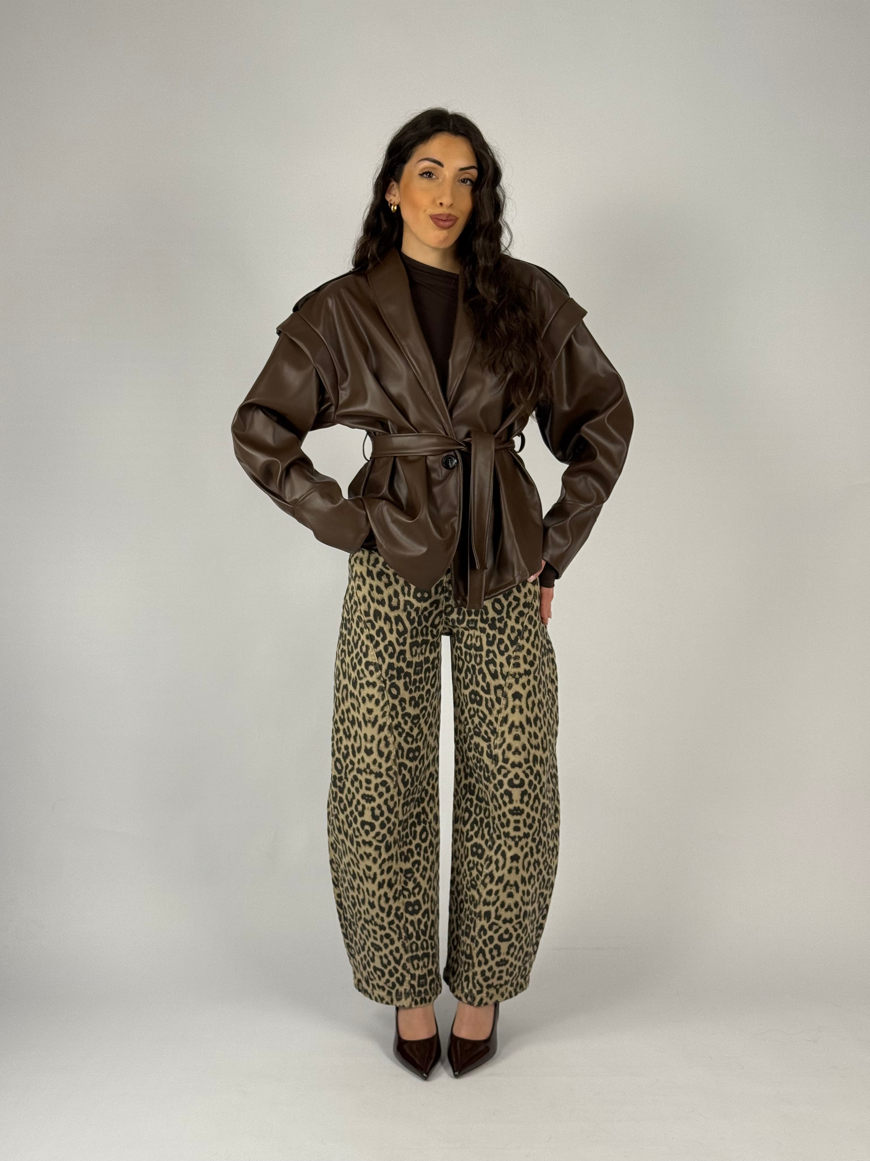 Jeans balloon leopardato