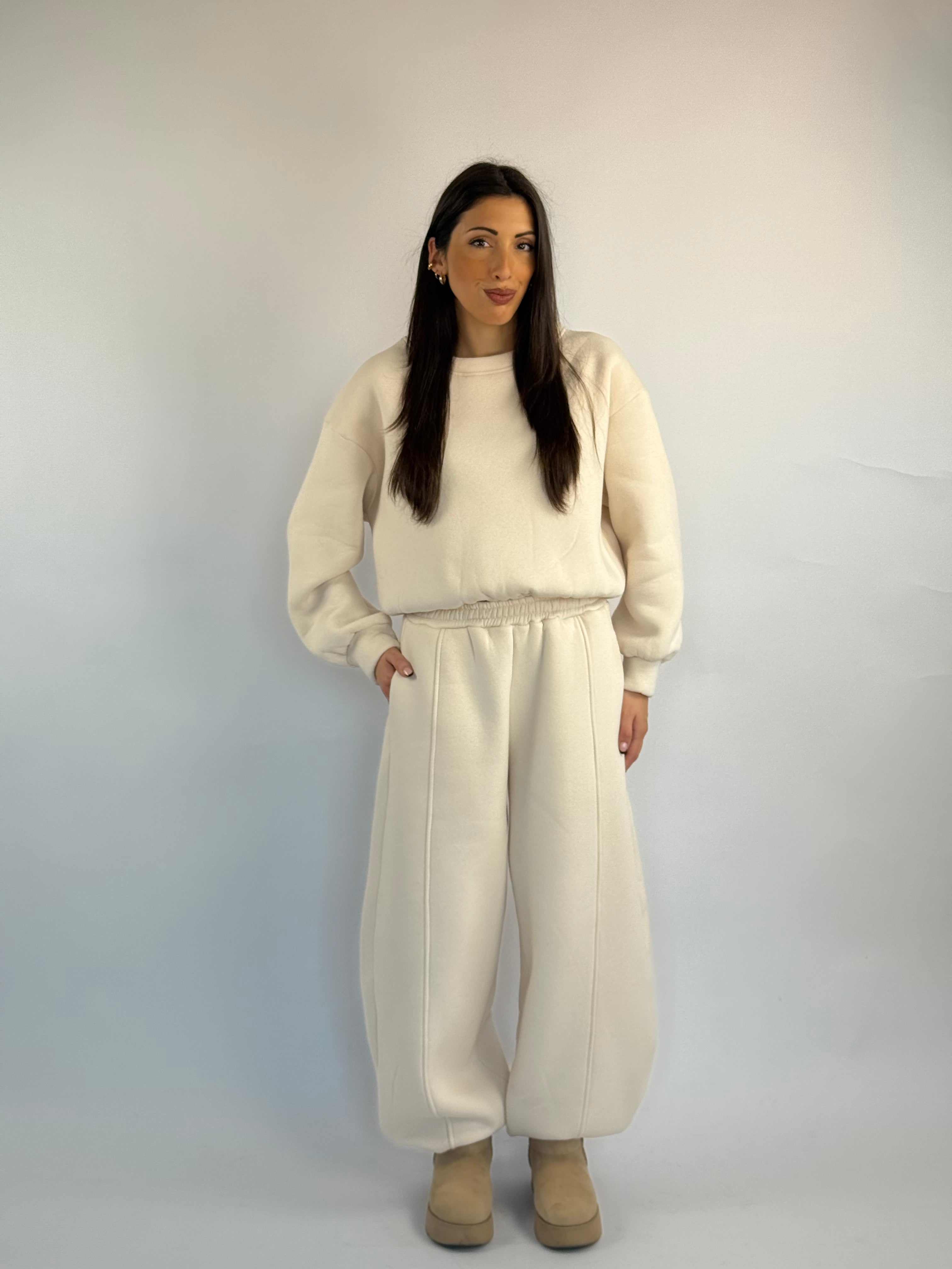 Tuta felpata balloon panna