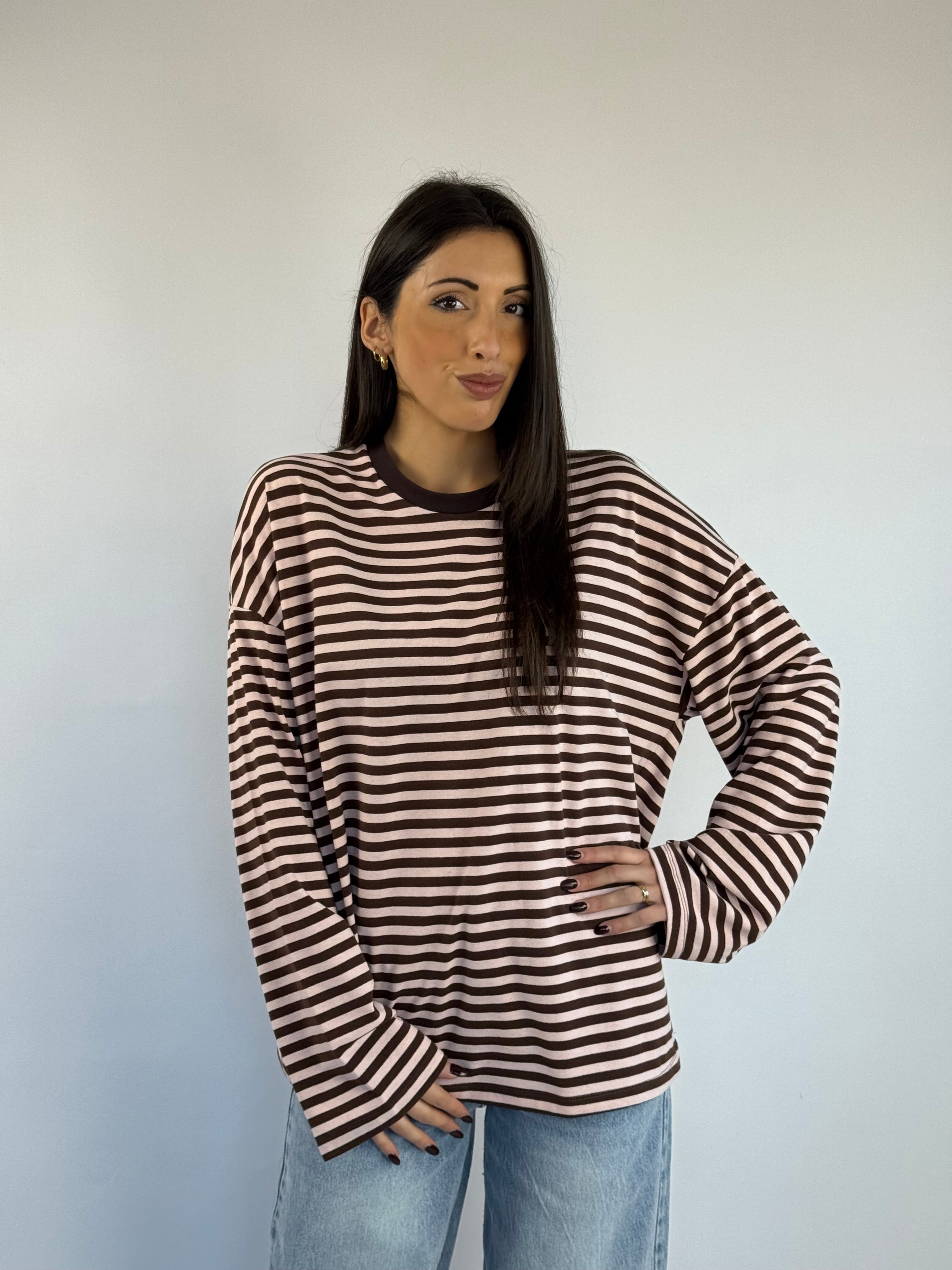 Maglia a righe maniche lunghe