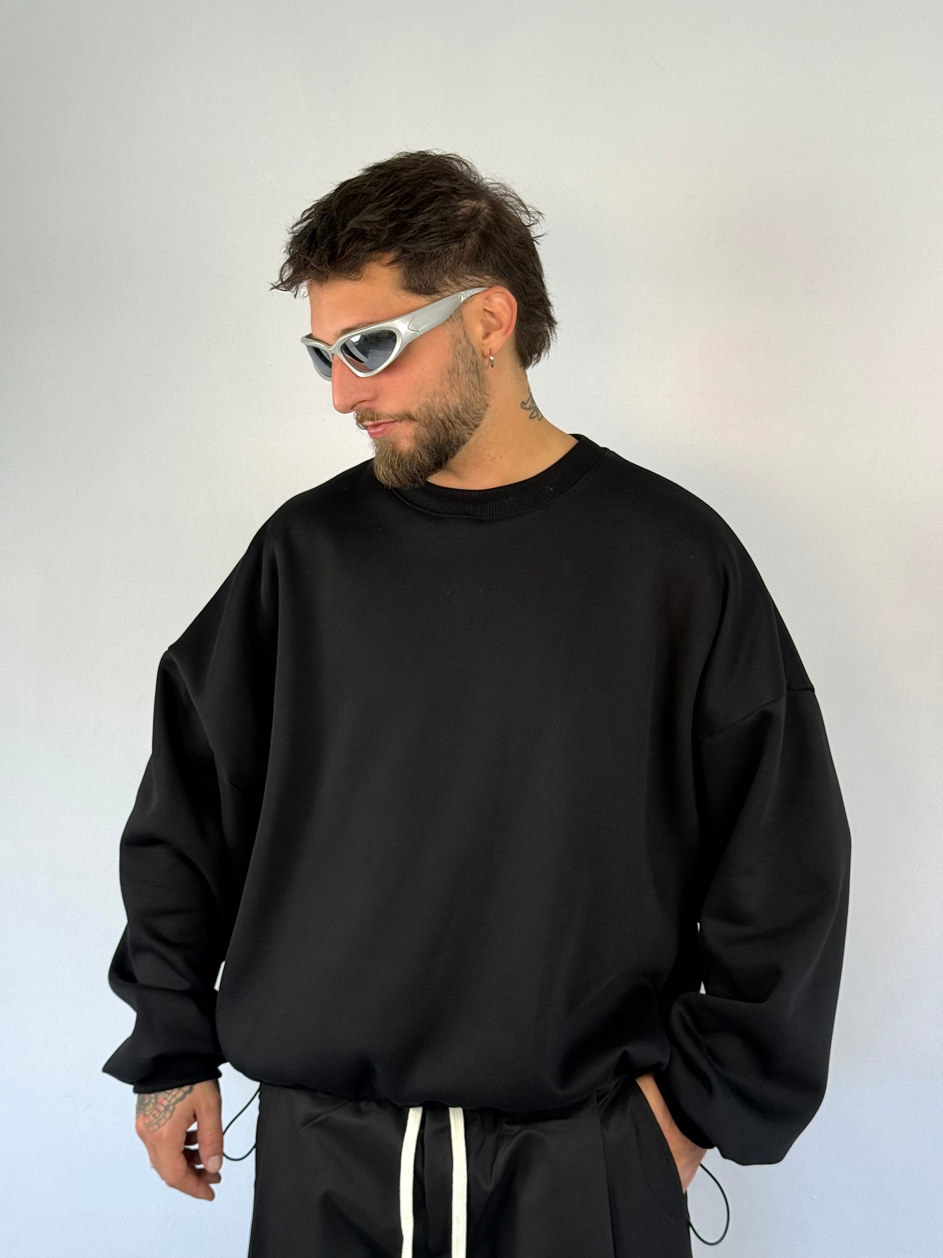 Felpa cropped “with love” nera
