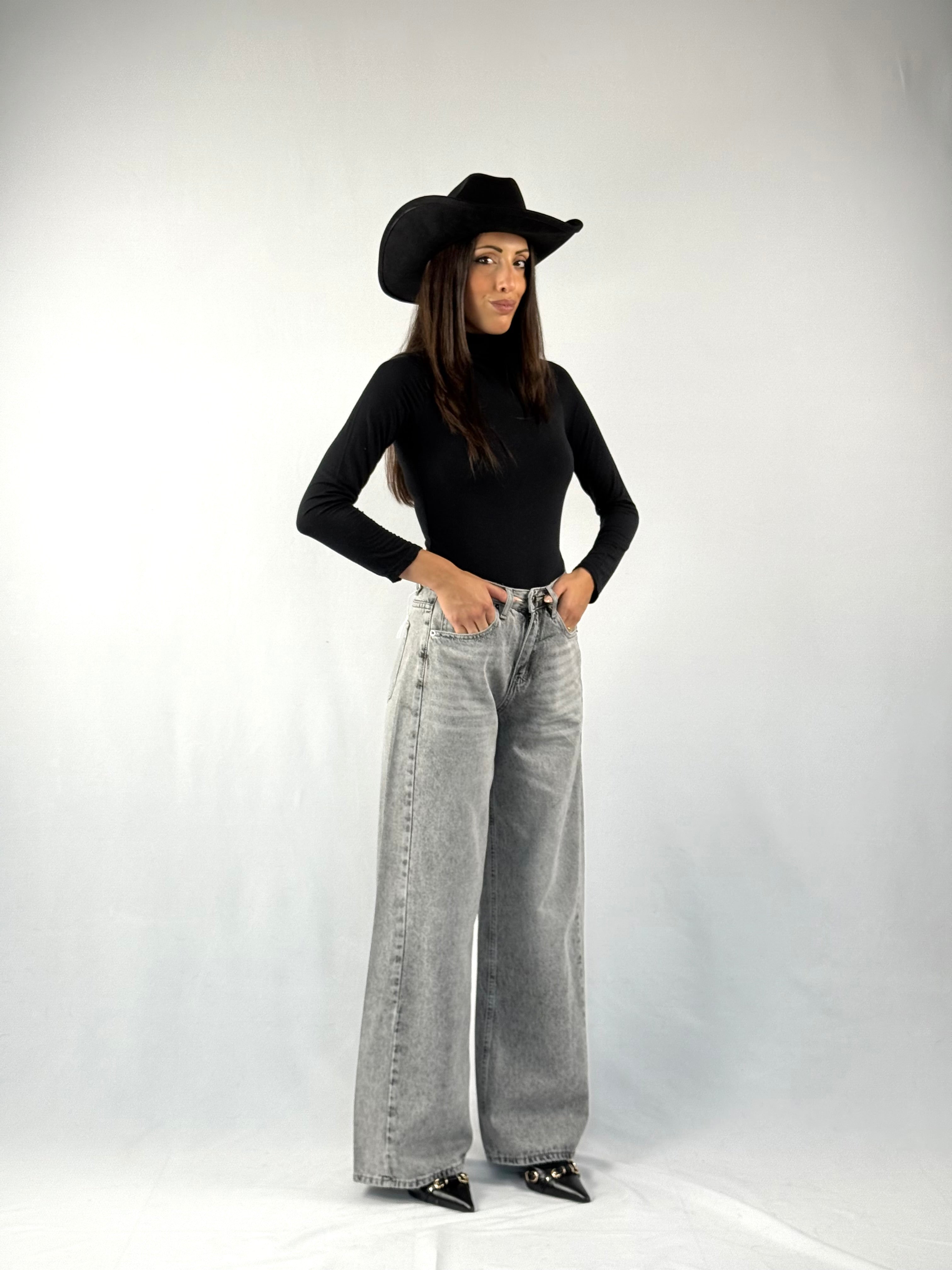Jeans palazzo over grigi