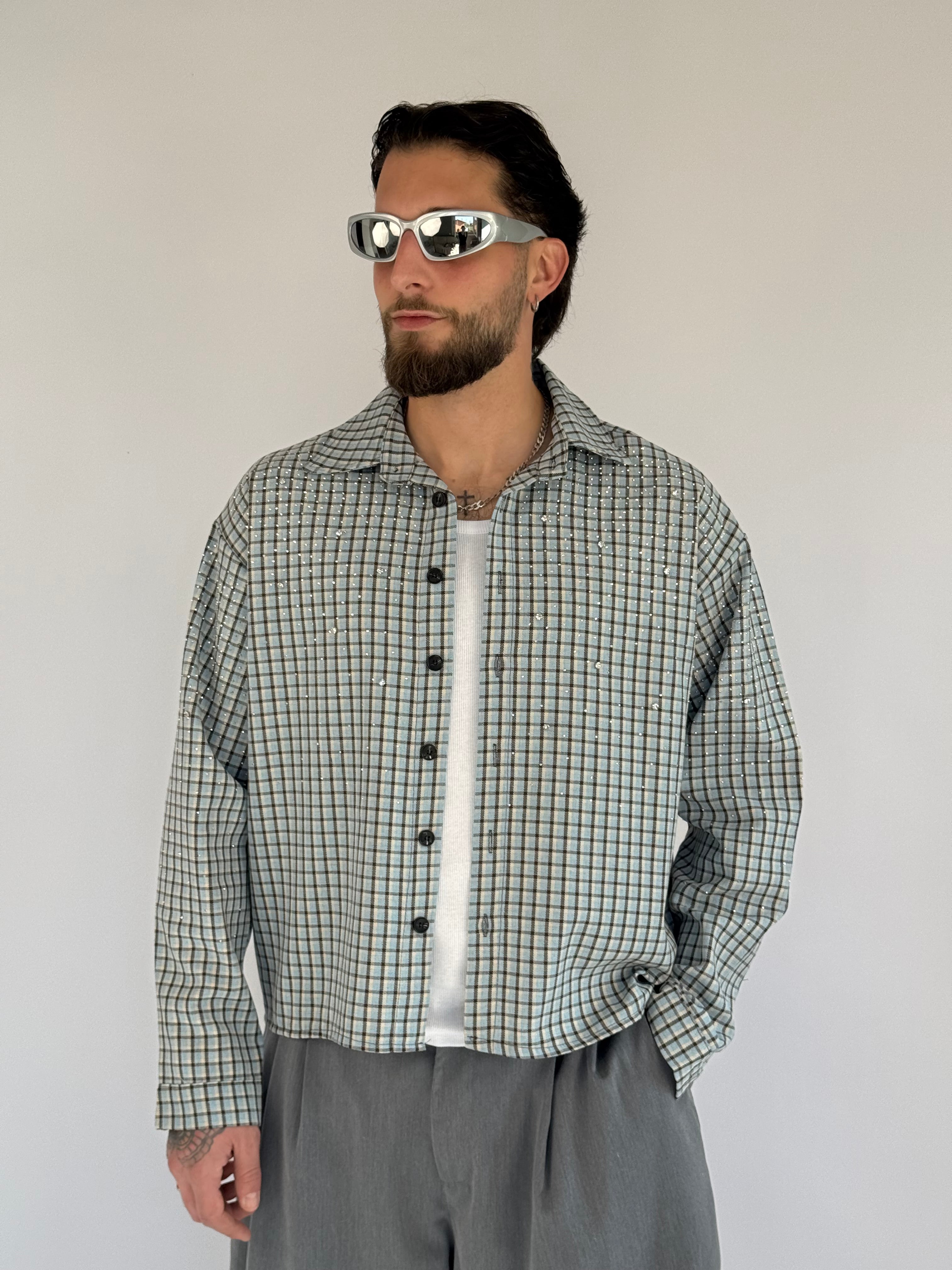 Camicia crop quadri diamond