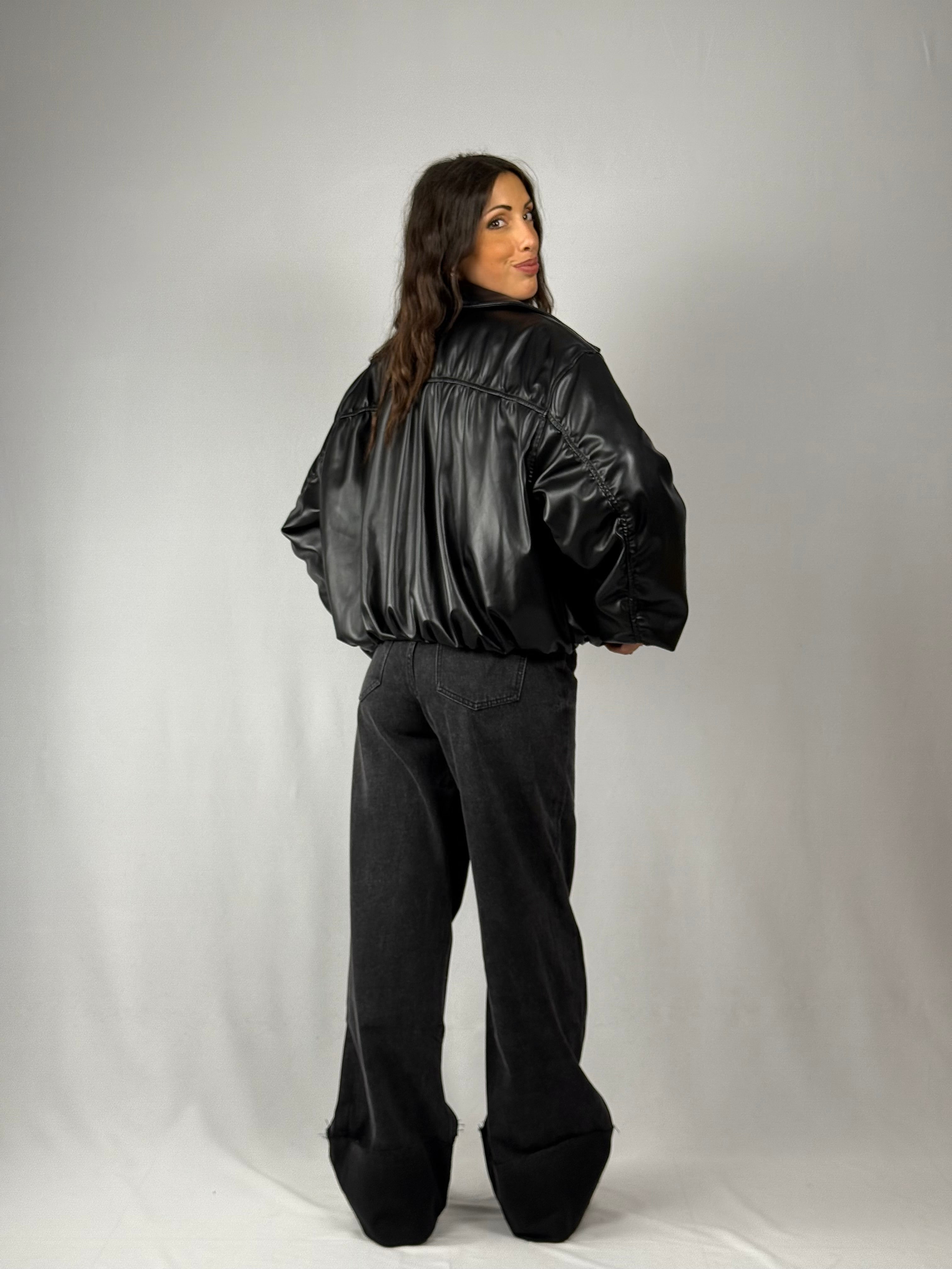 Bomber ecopelle nero Lumina
