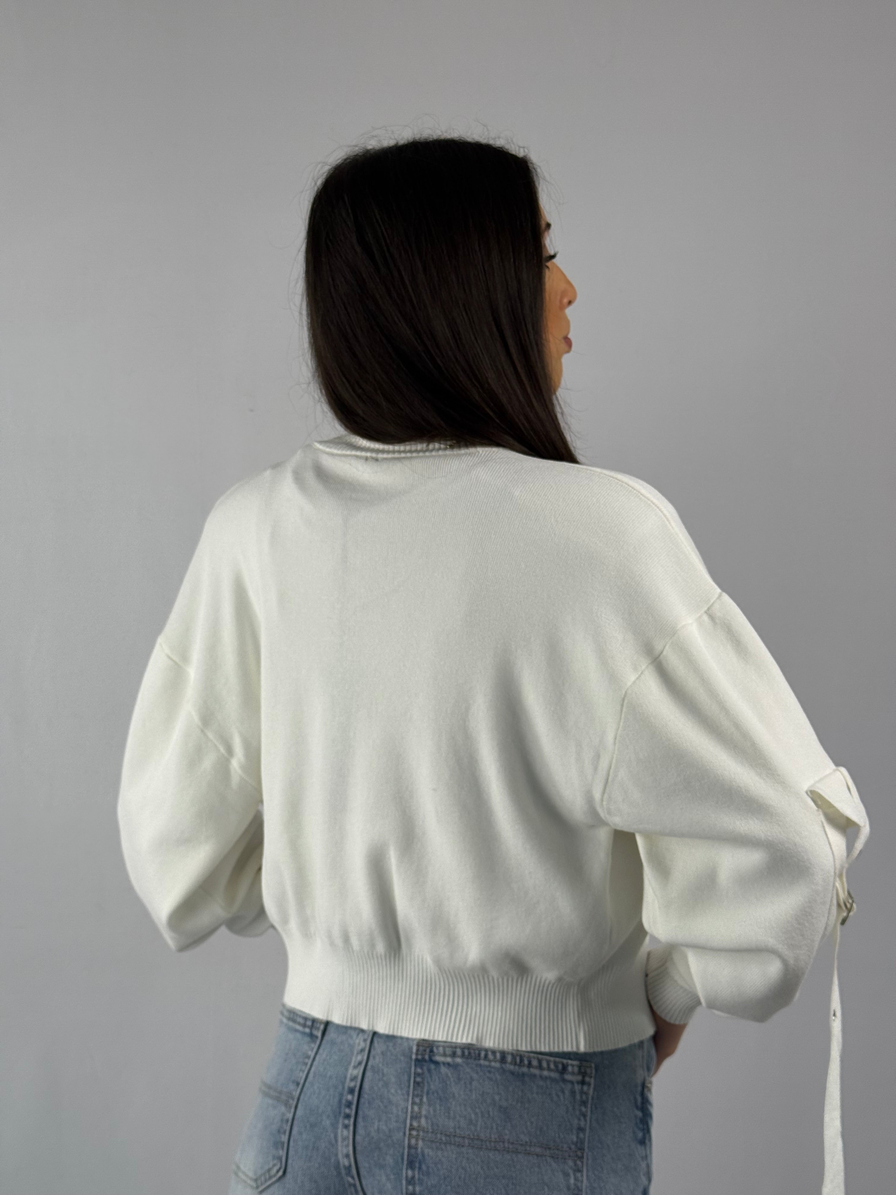 Bomber crop leggero bianco