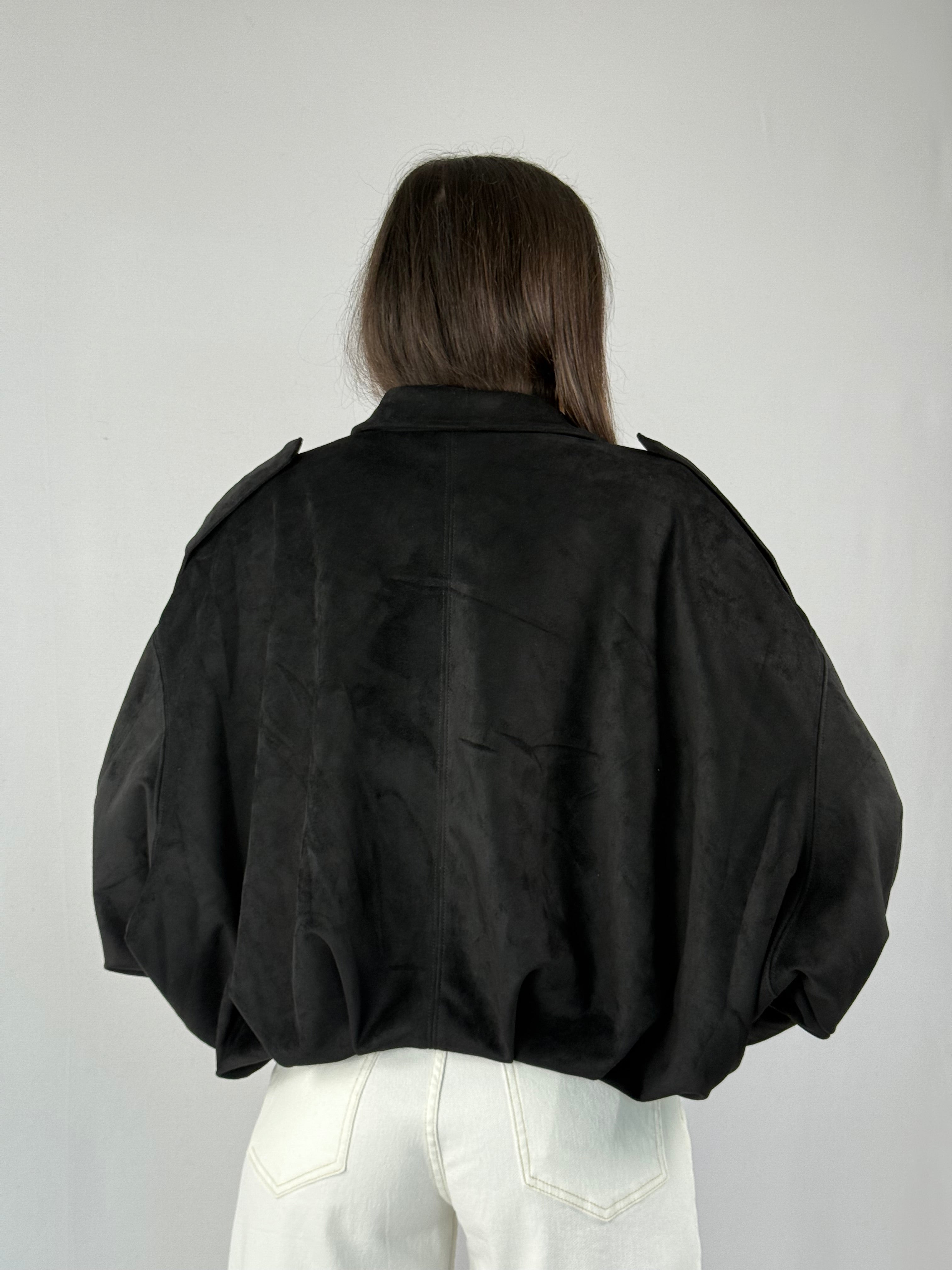 Bomber in suede nero