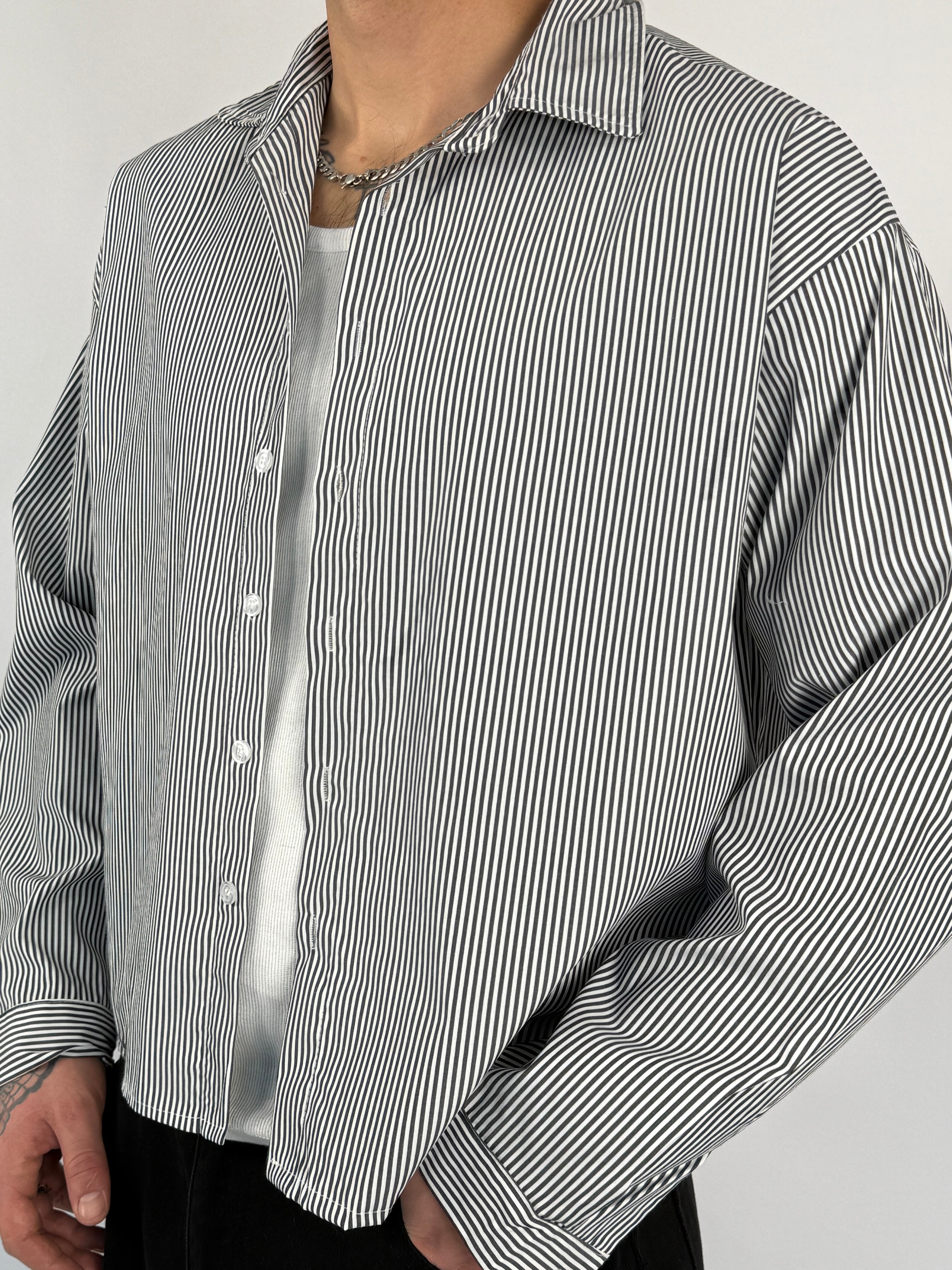 Camicia crop righe