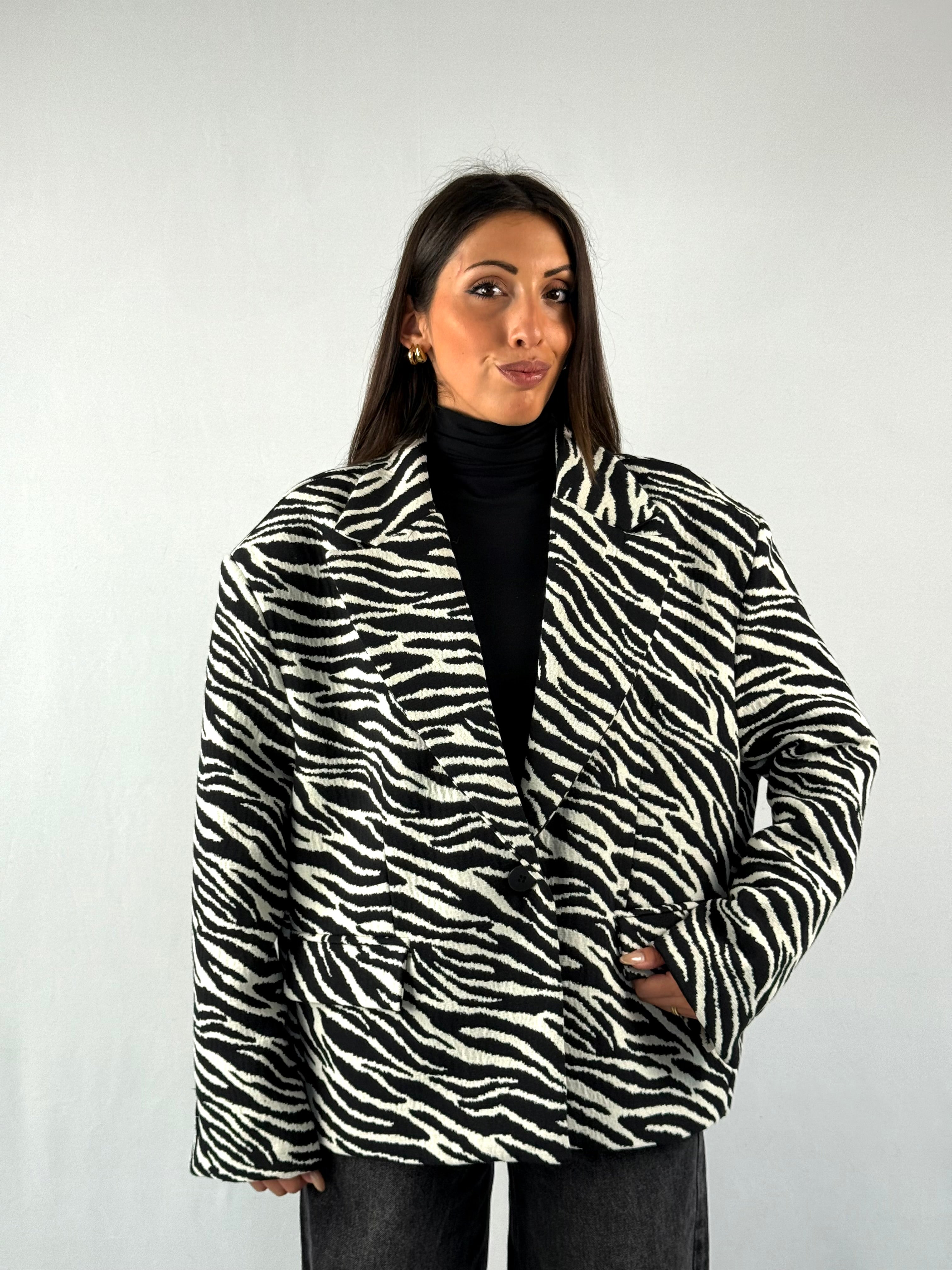 Blazer over strutturato zebrato Lumina