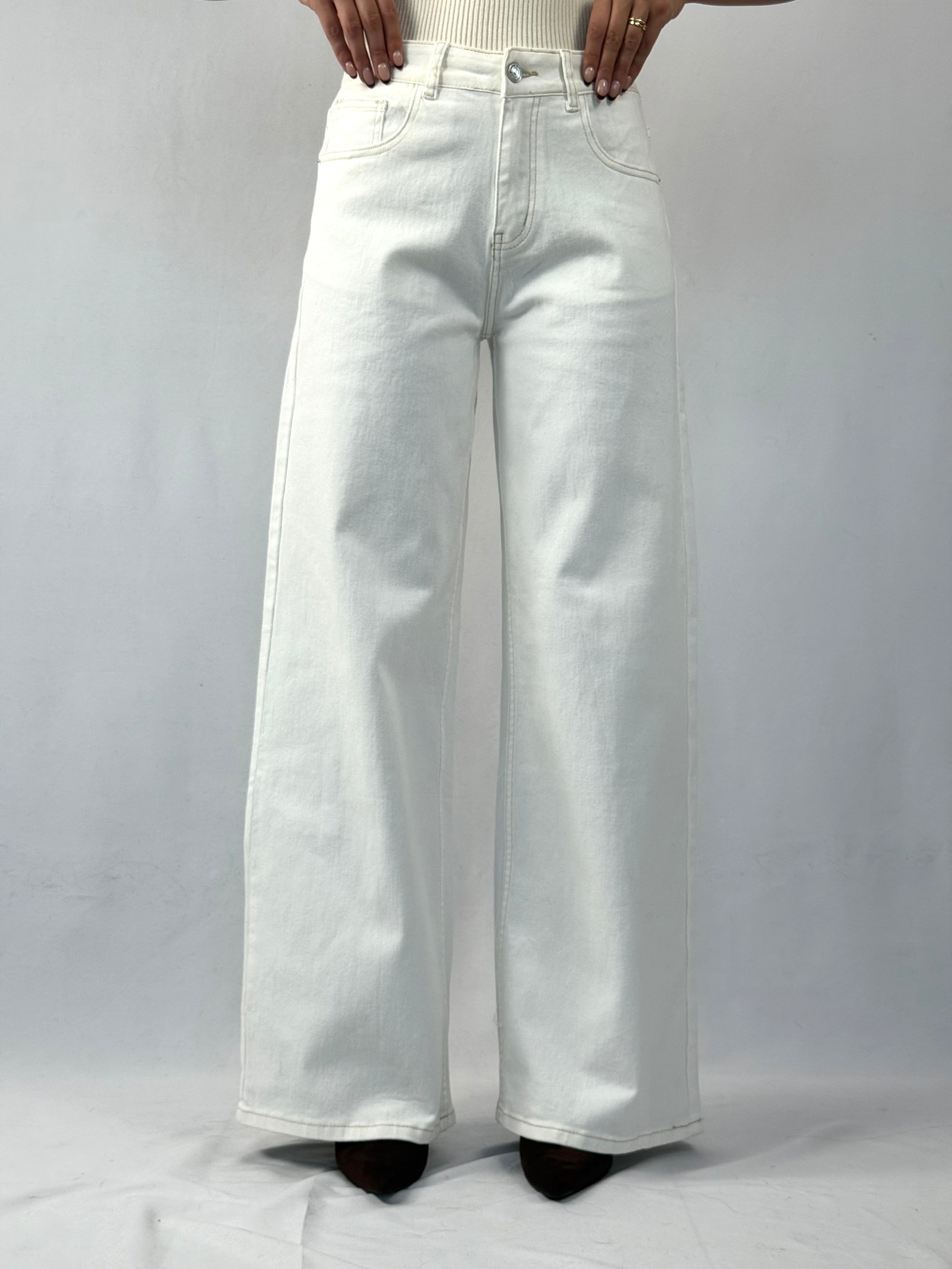 Jeans wide leg bianchi
