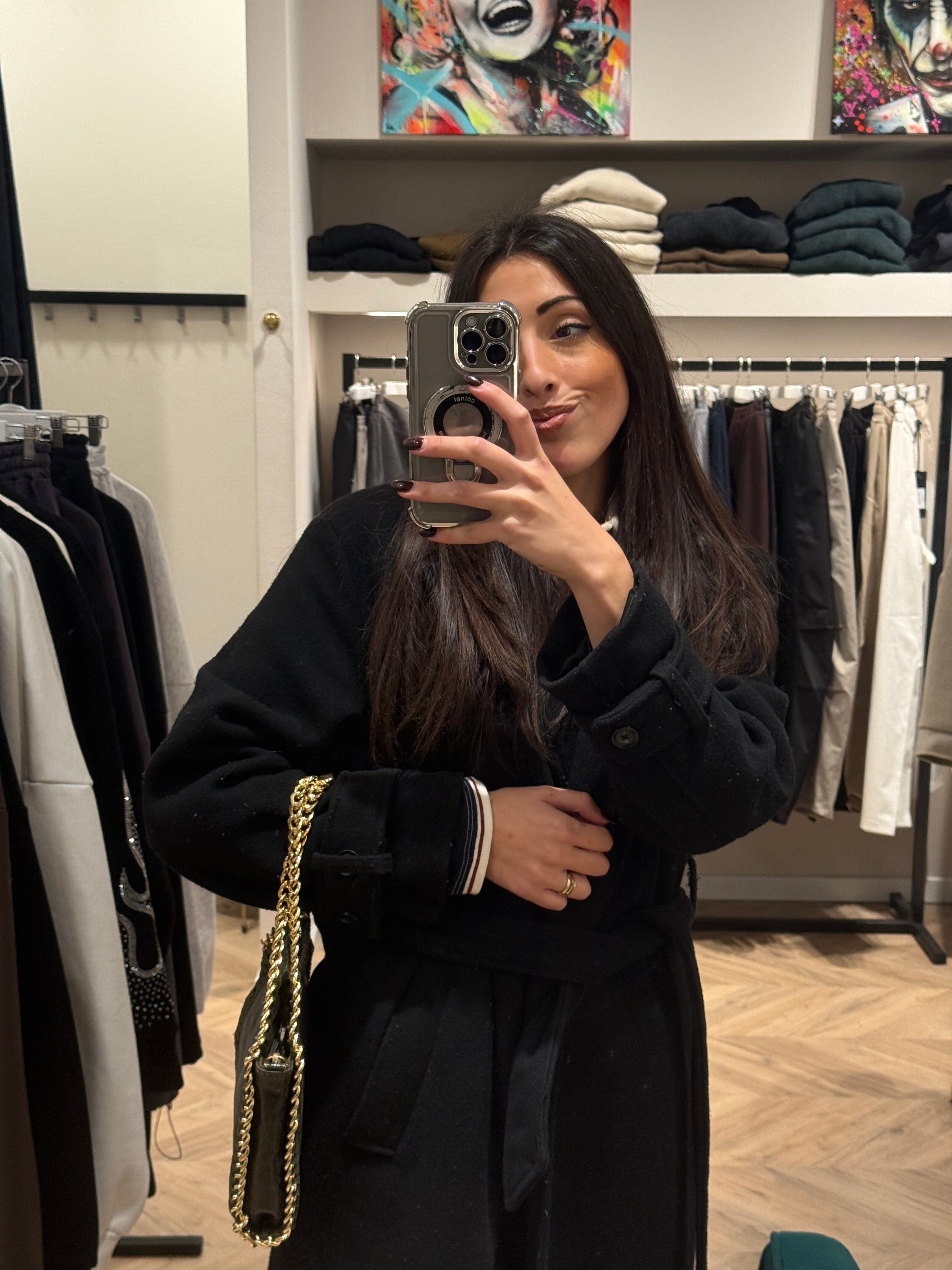 Borsa catena in pelle verde