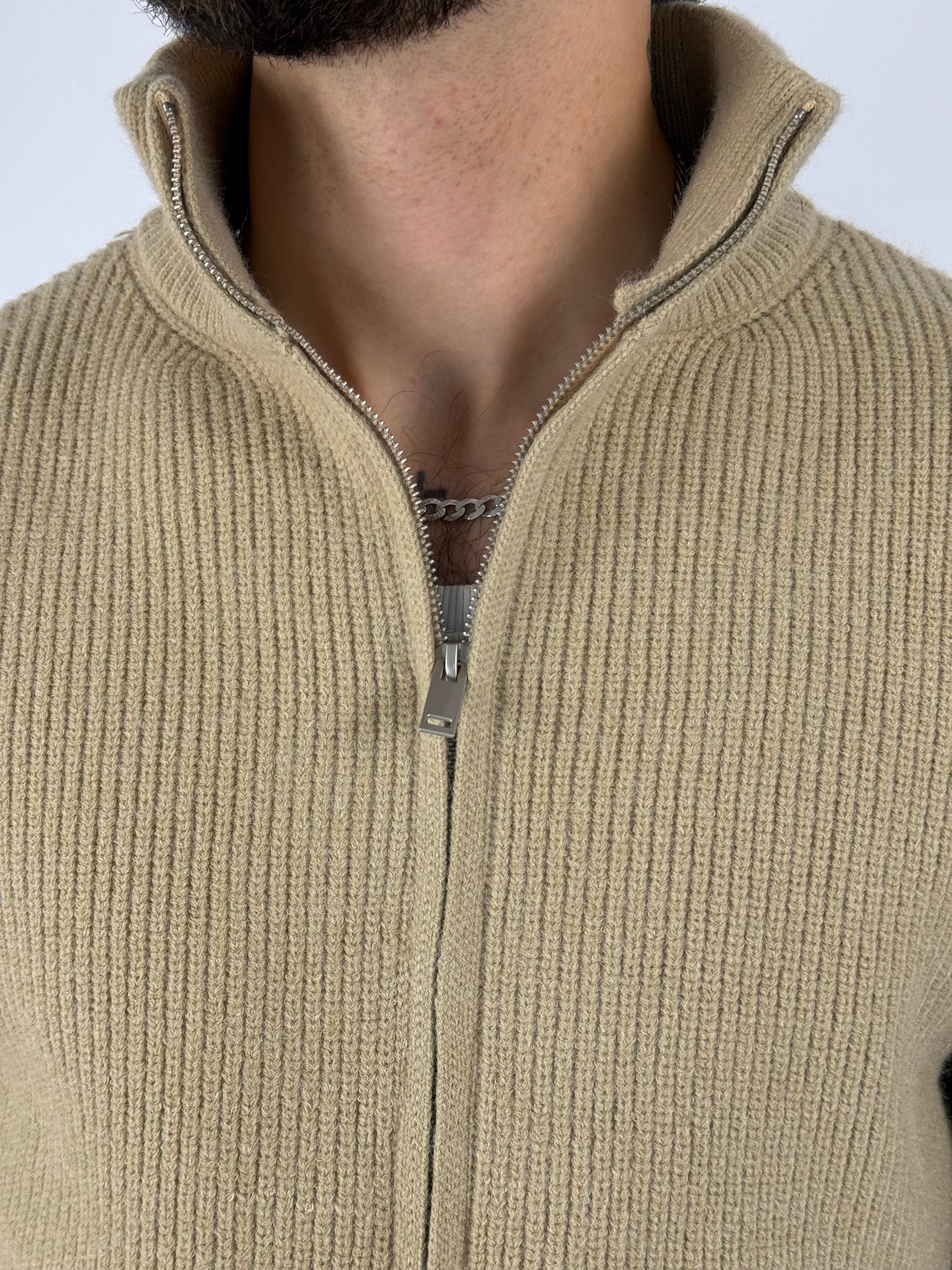 Maglione zip “Warm” beige