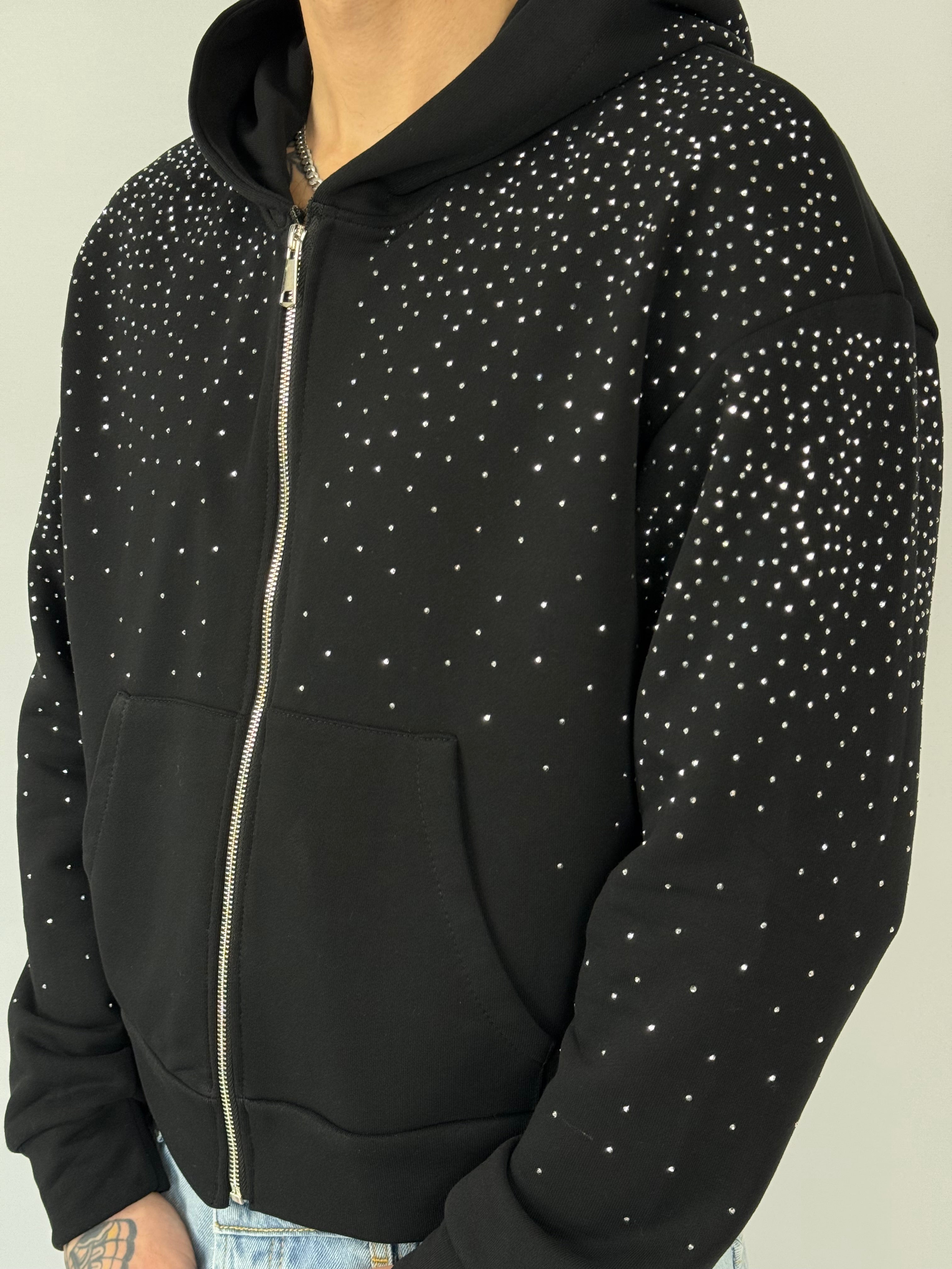 Felpa zip strass