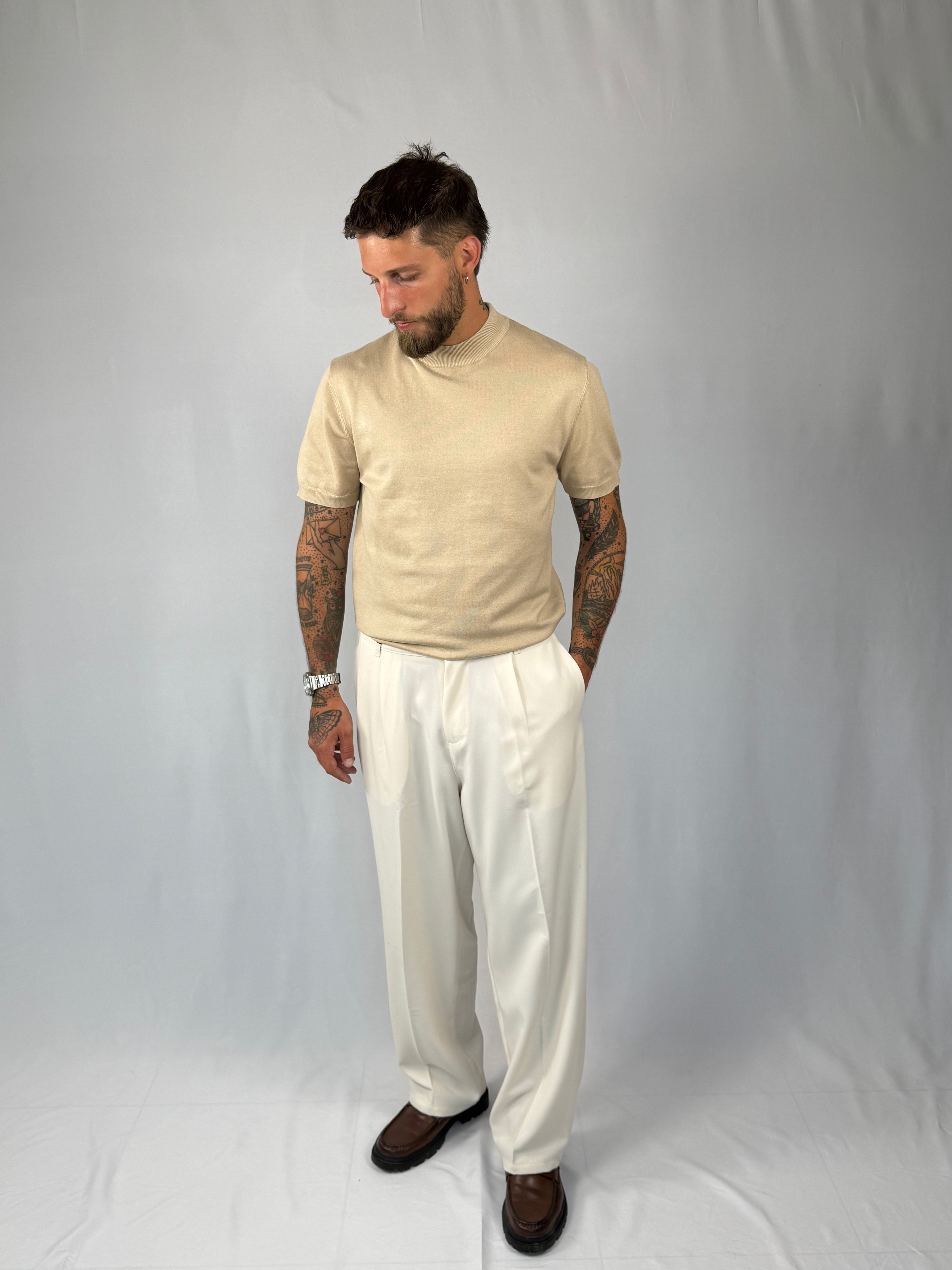 Pantalone palazzo panna