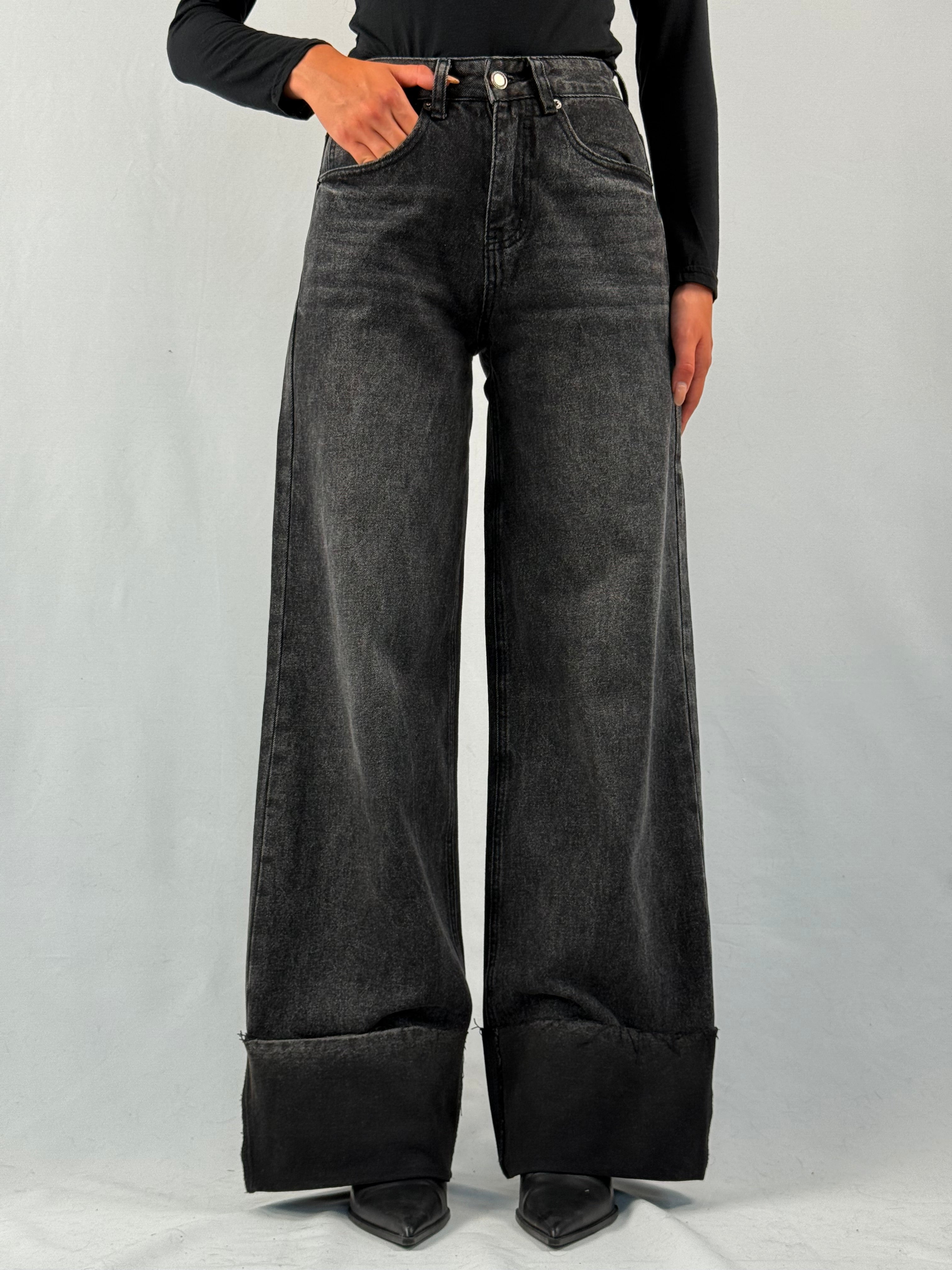 Jeans risvolto neri