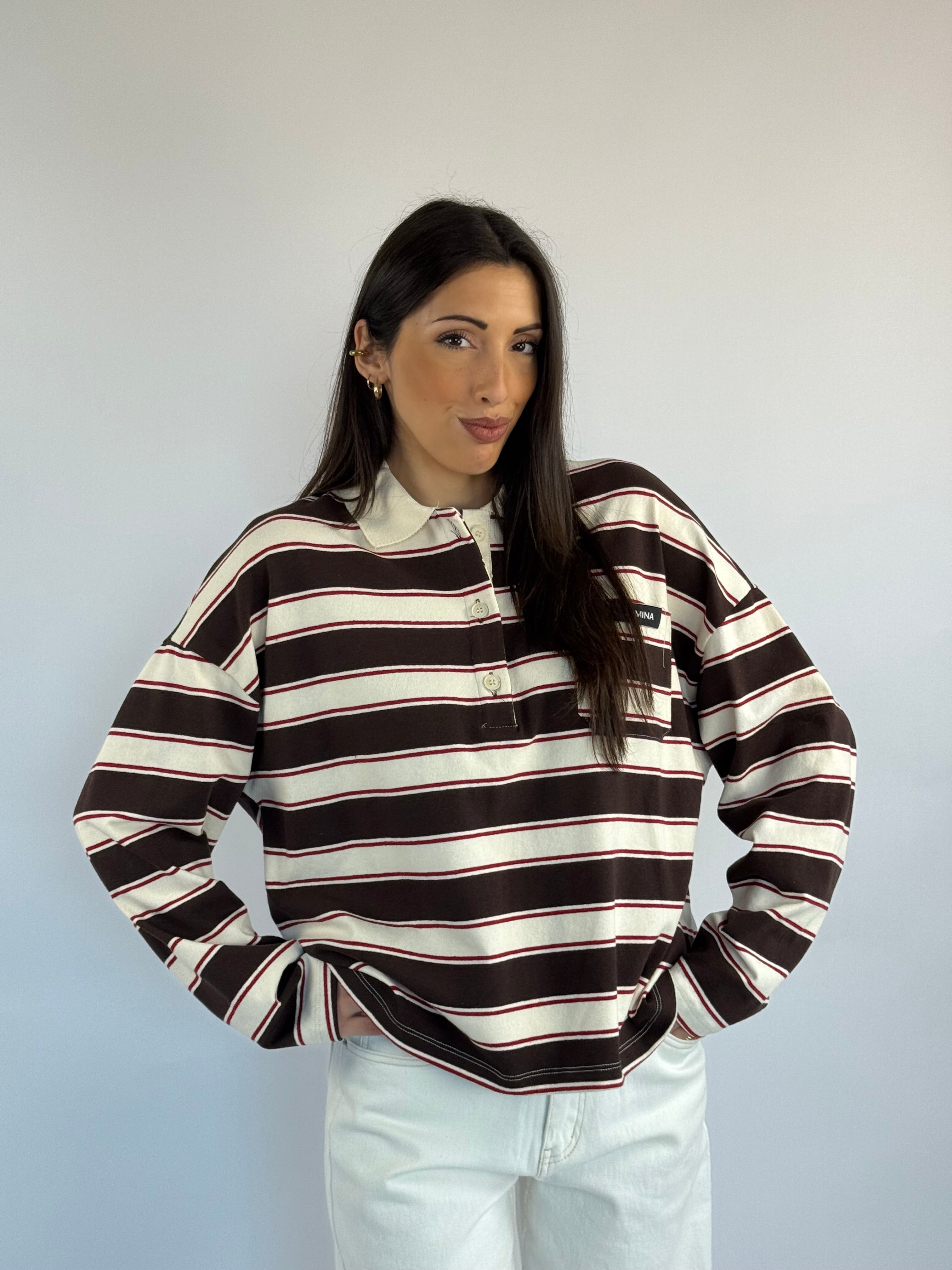 Polo Lumina a righe marroni