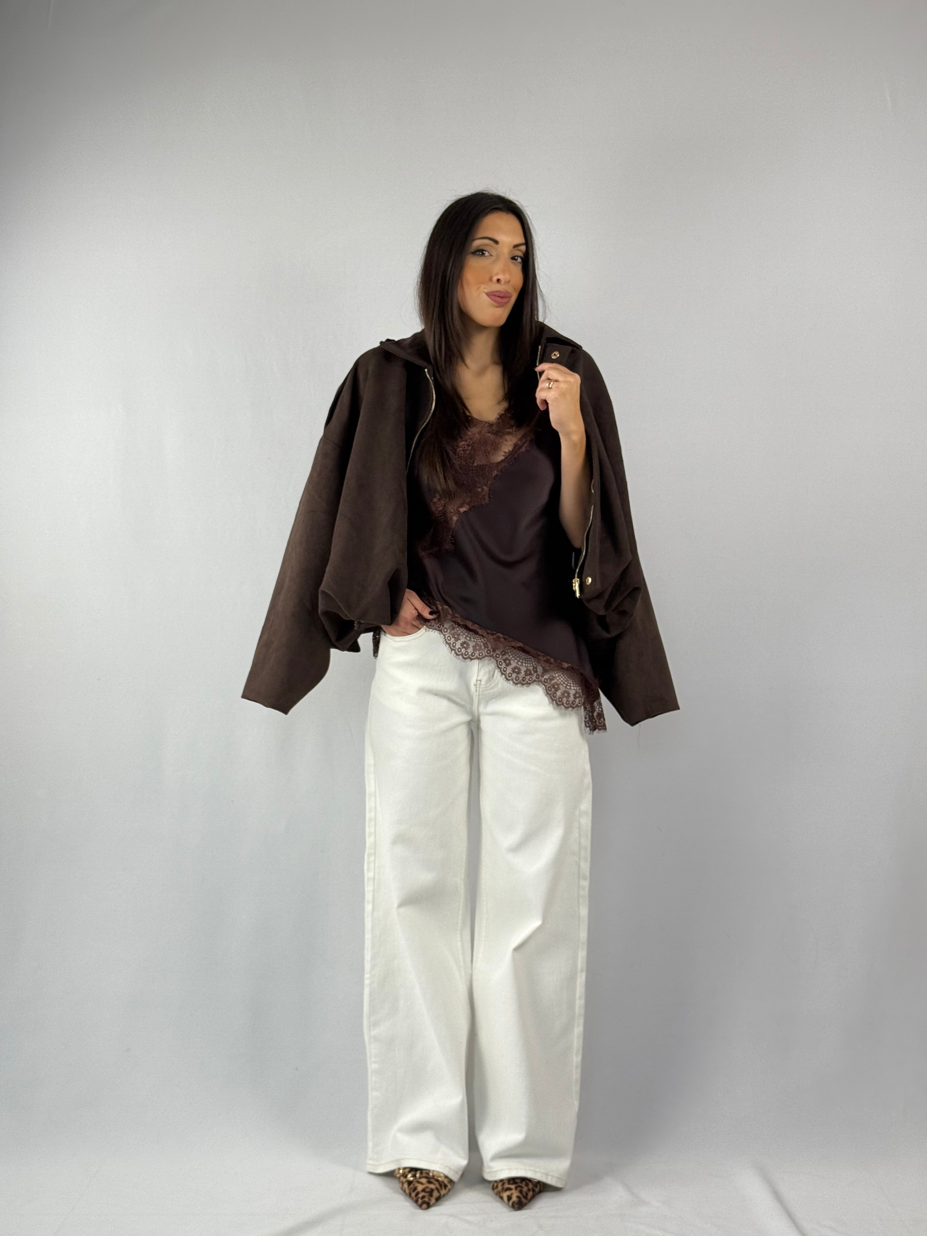 Bomber in suede marrone