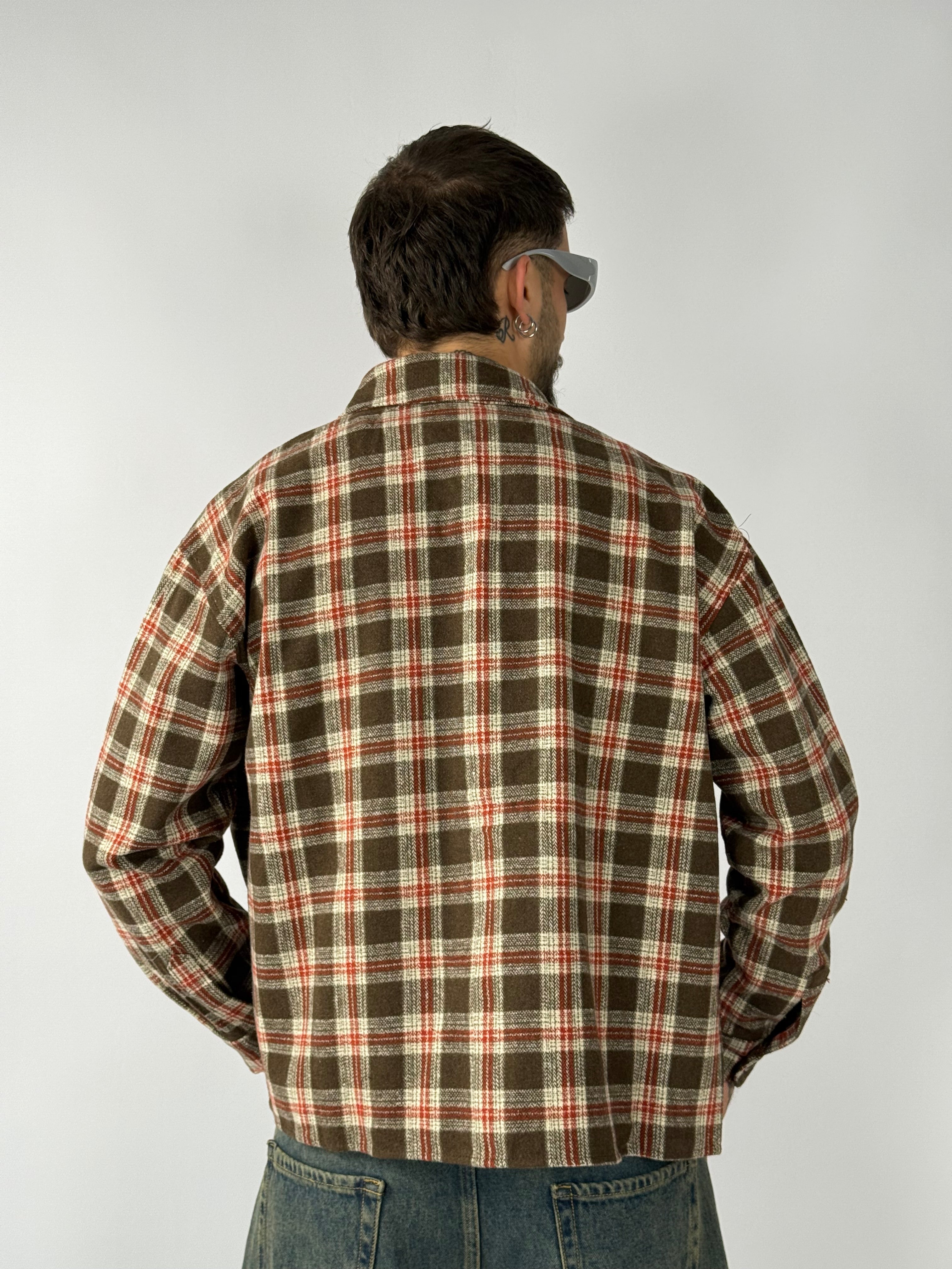 Camicia boxy quadri marrone