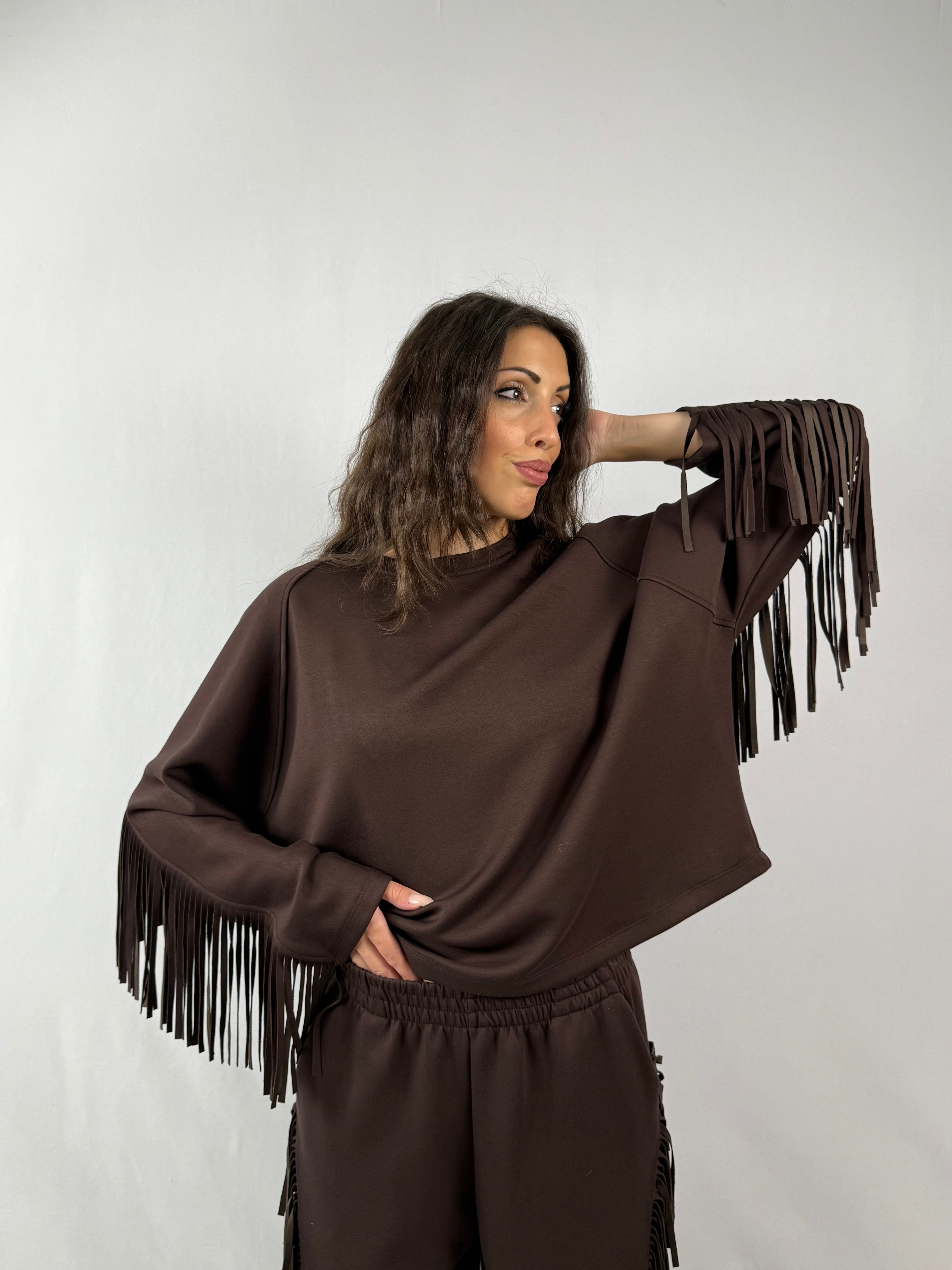 Felpa over frange Lumina marrone