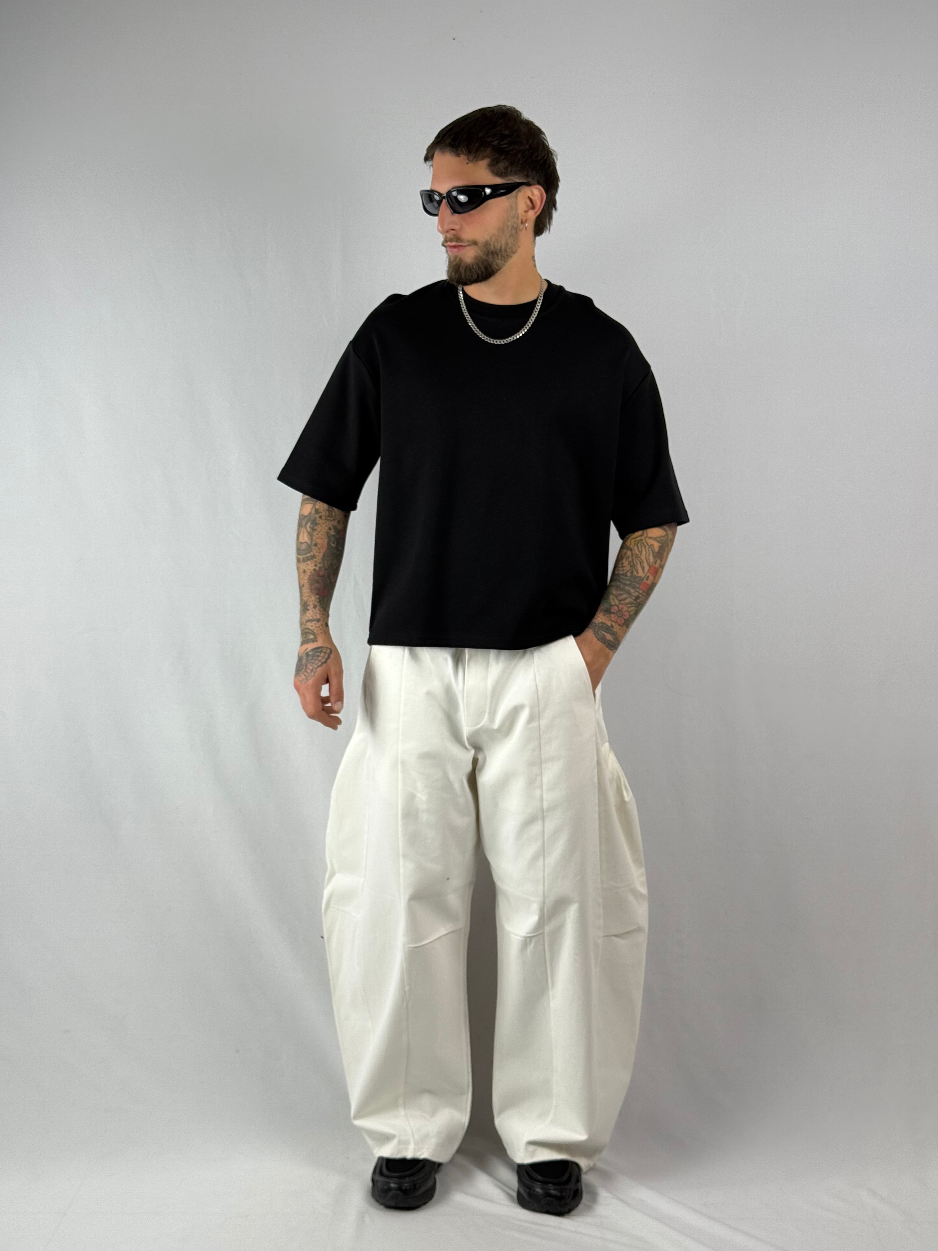 T-shirt interlok crop nero