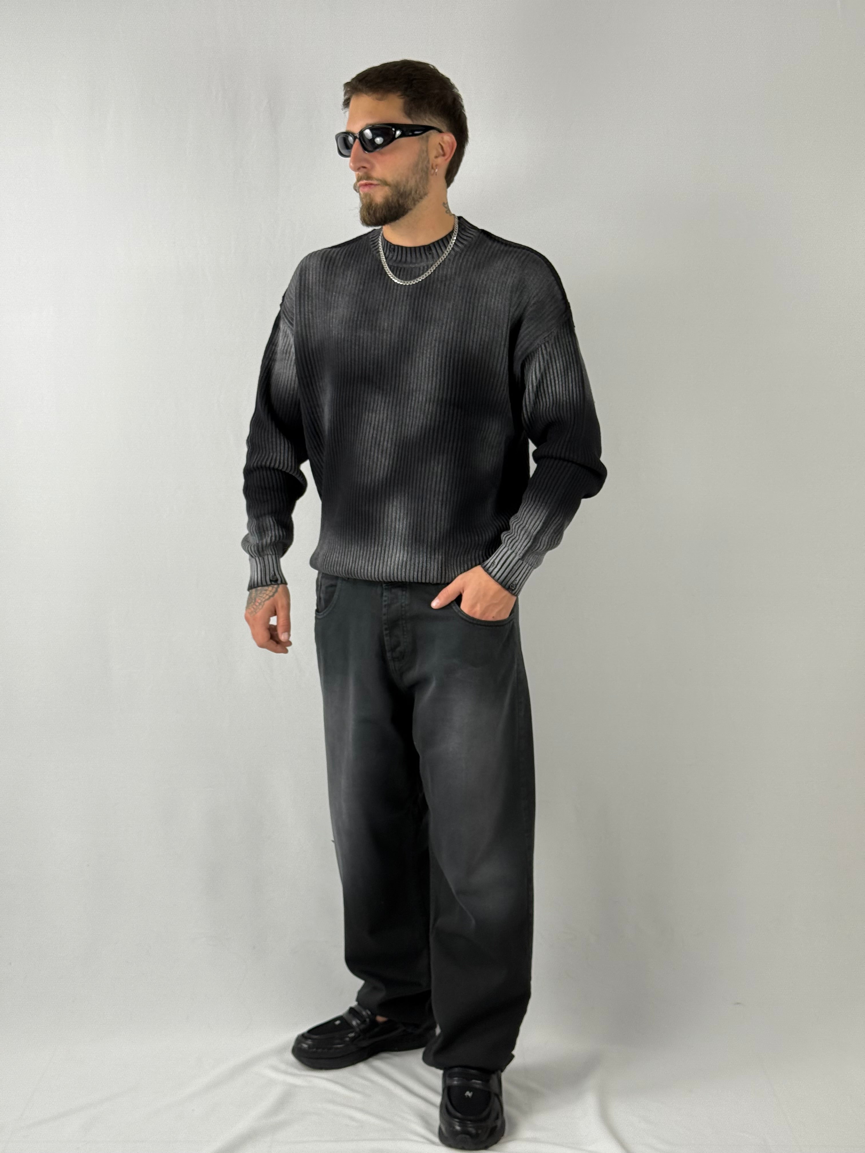 Maglione a coste fumé