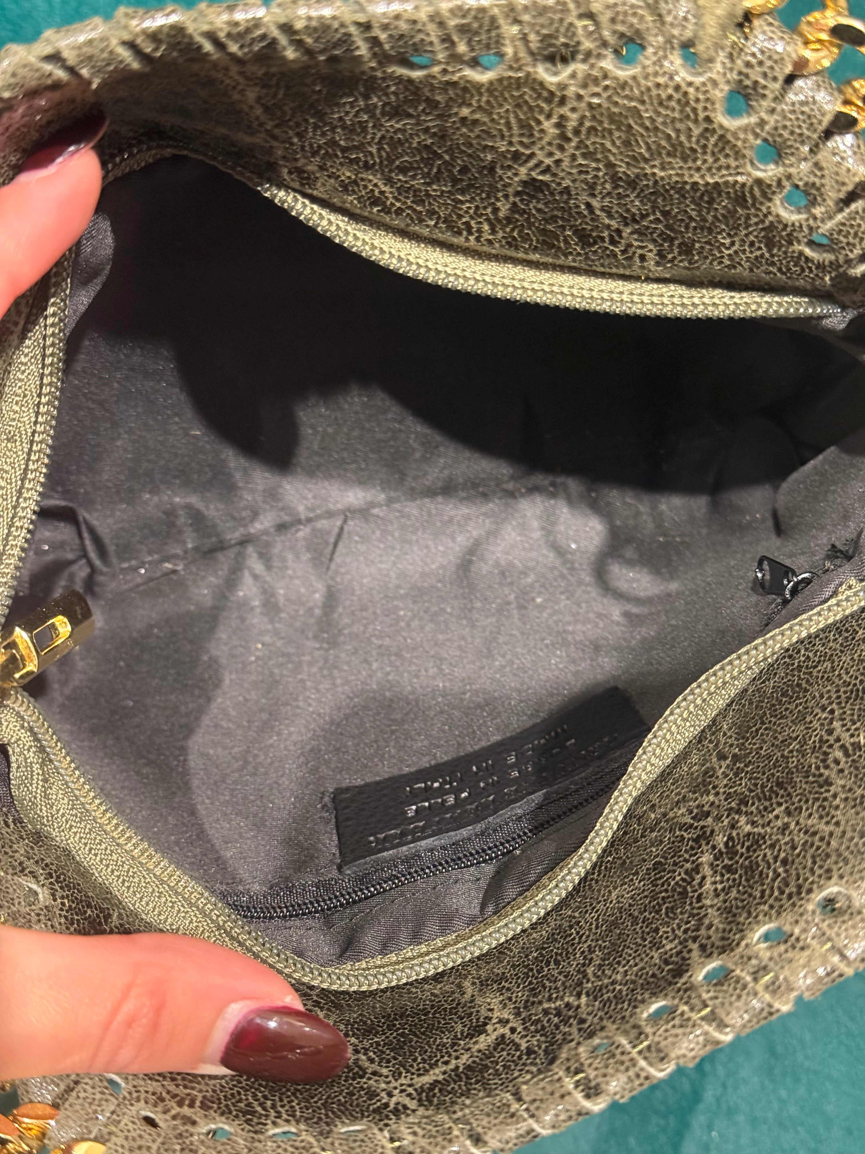 Borsa catena in pelle verde